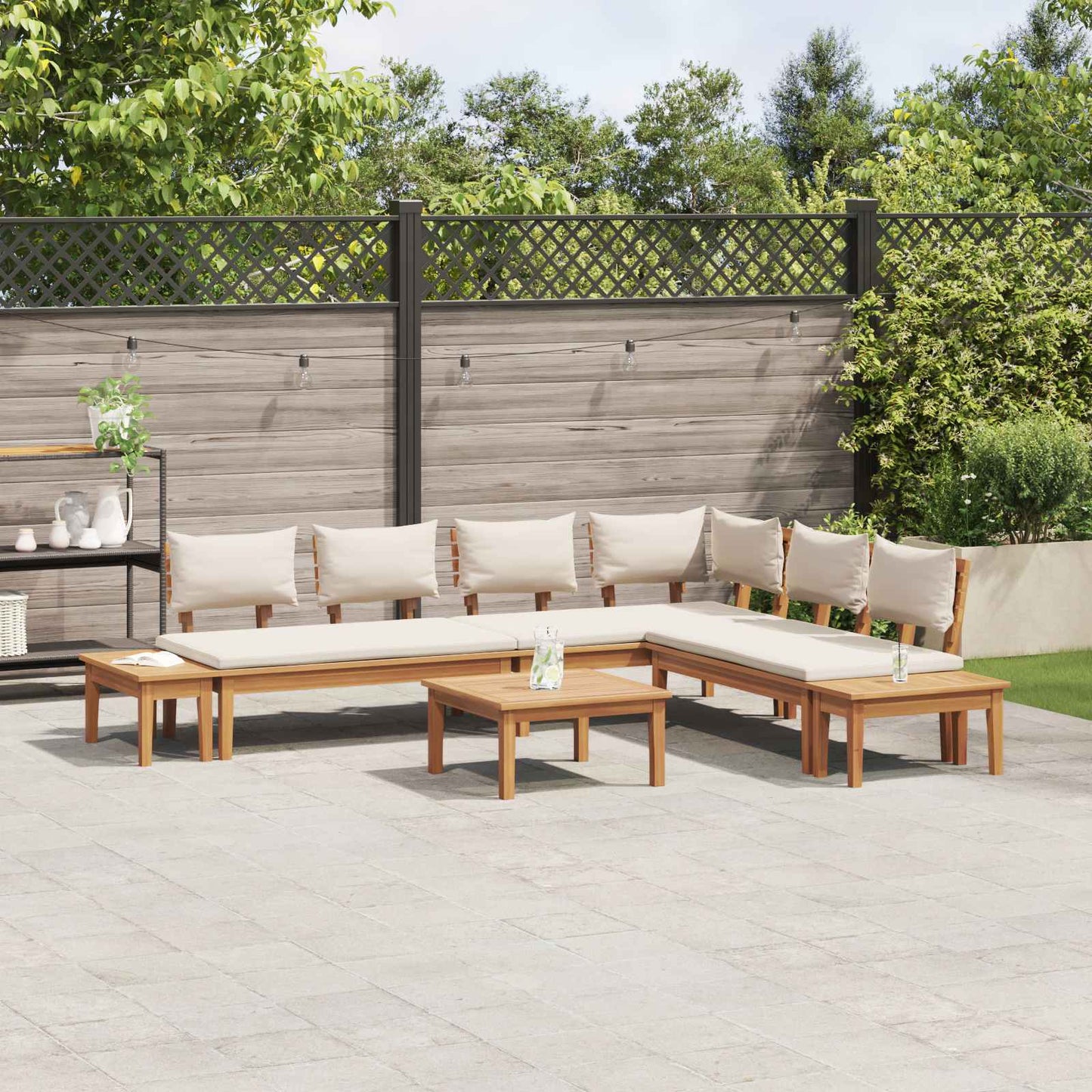 Gartensofa-set 4 stk. Braun und Creme