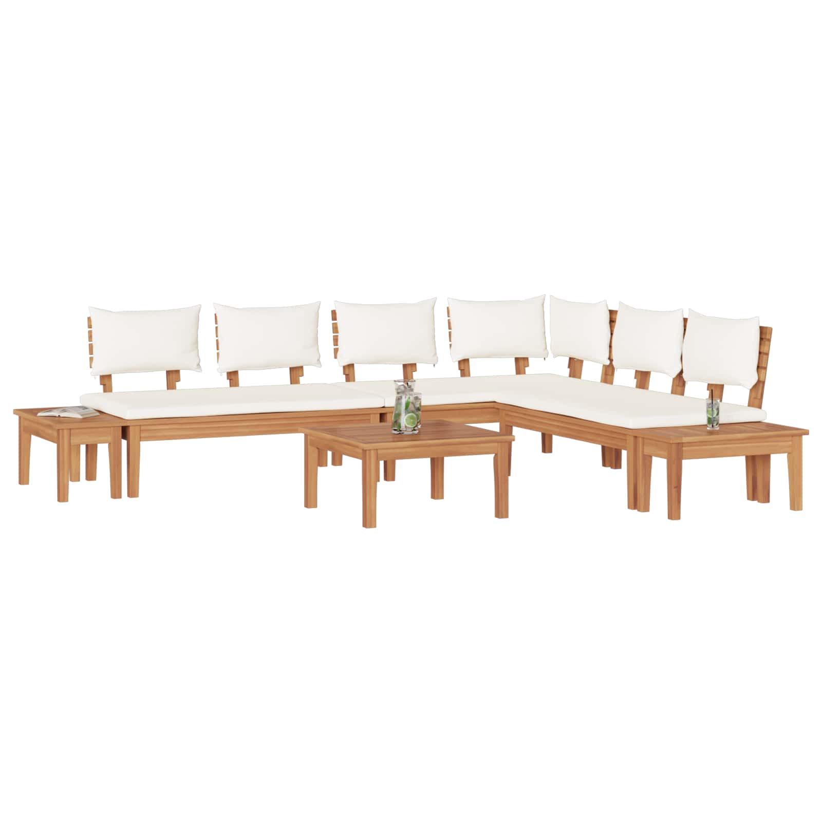 Gartensofa-set 4 stk. Braun und Creme