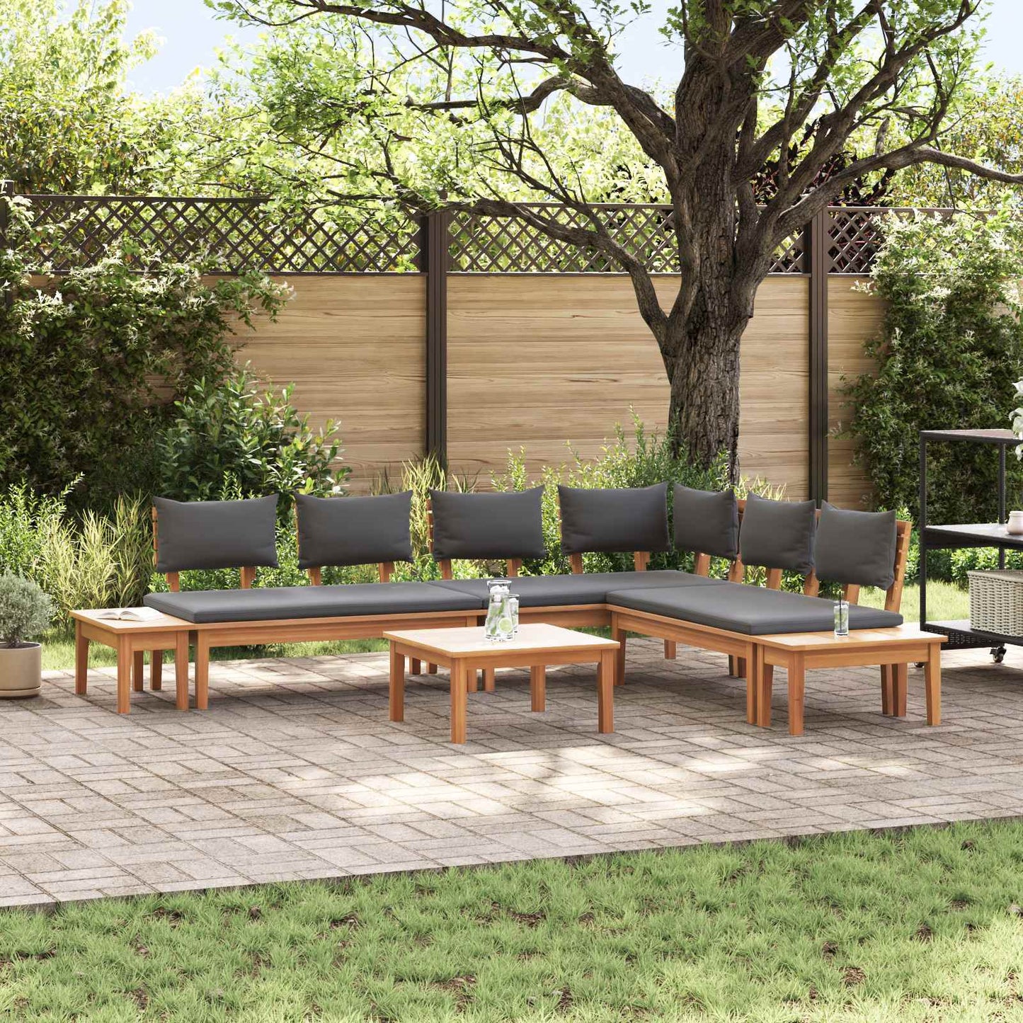 Gartensofa-set 3 stk. Braun und Grau
