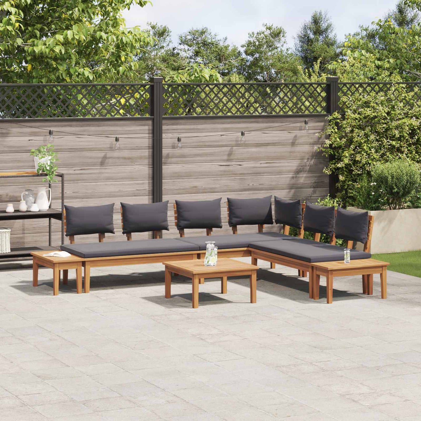 Gartensofa-set 3 stk. Braun und Grau
