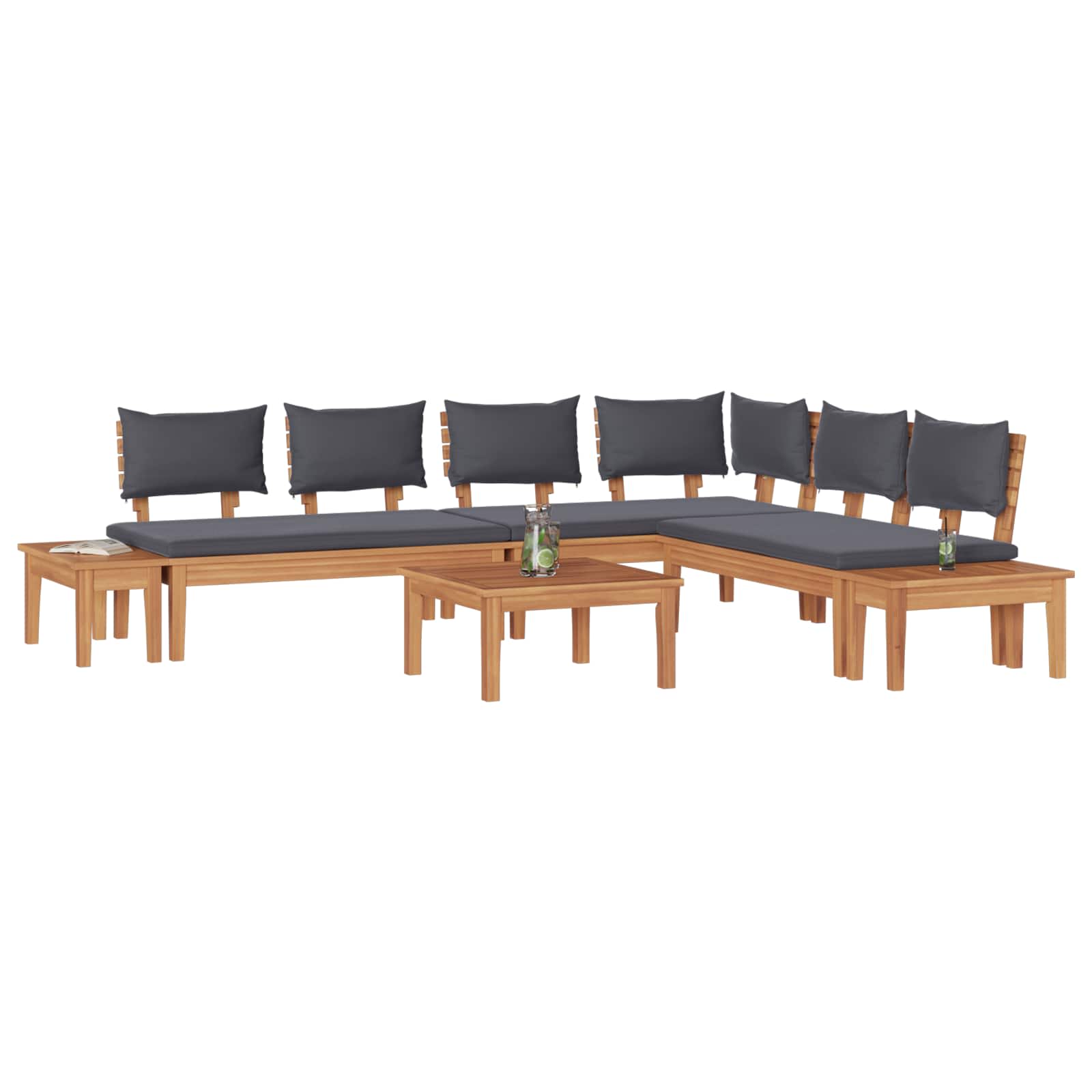 Gartensofa-set 3 stk. Braun und Grau