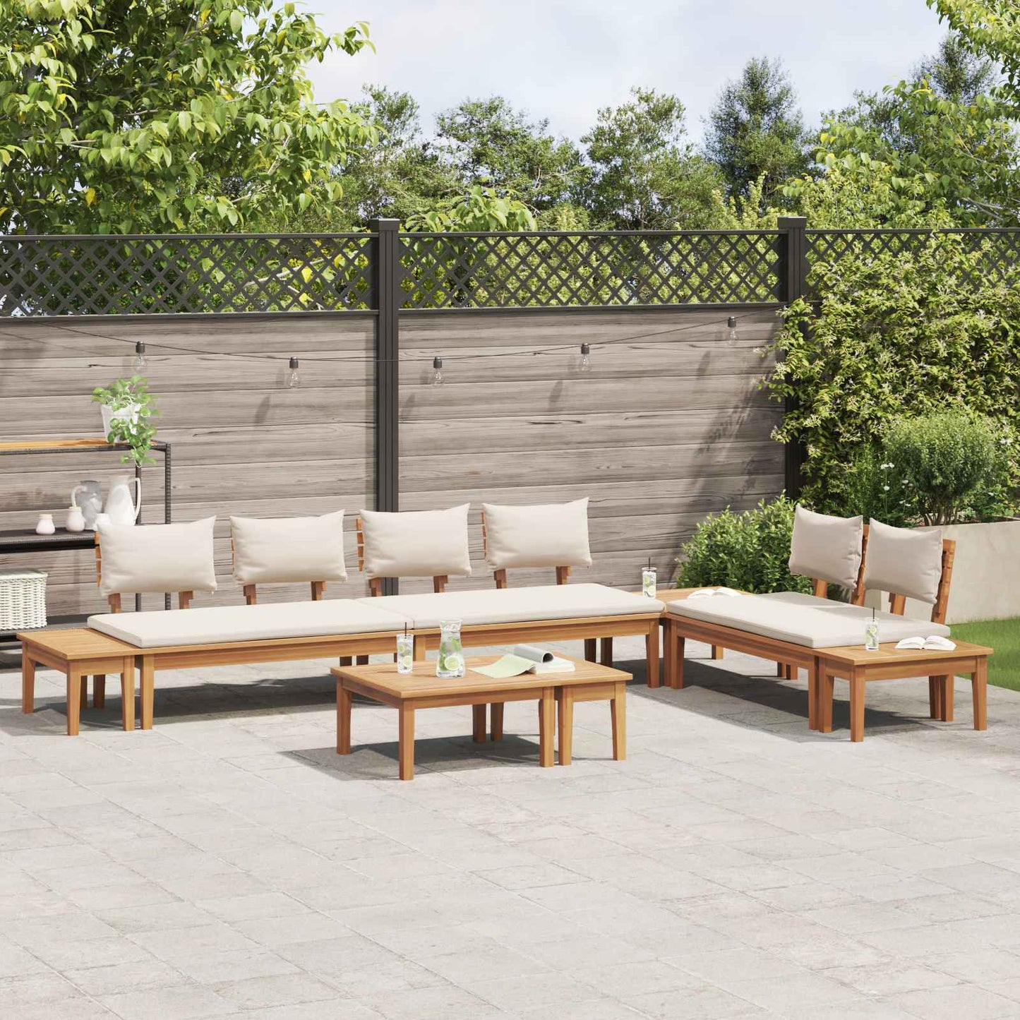 Gartensofa-set 5 pcs Braun und Creme
