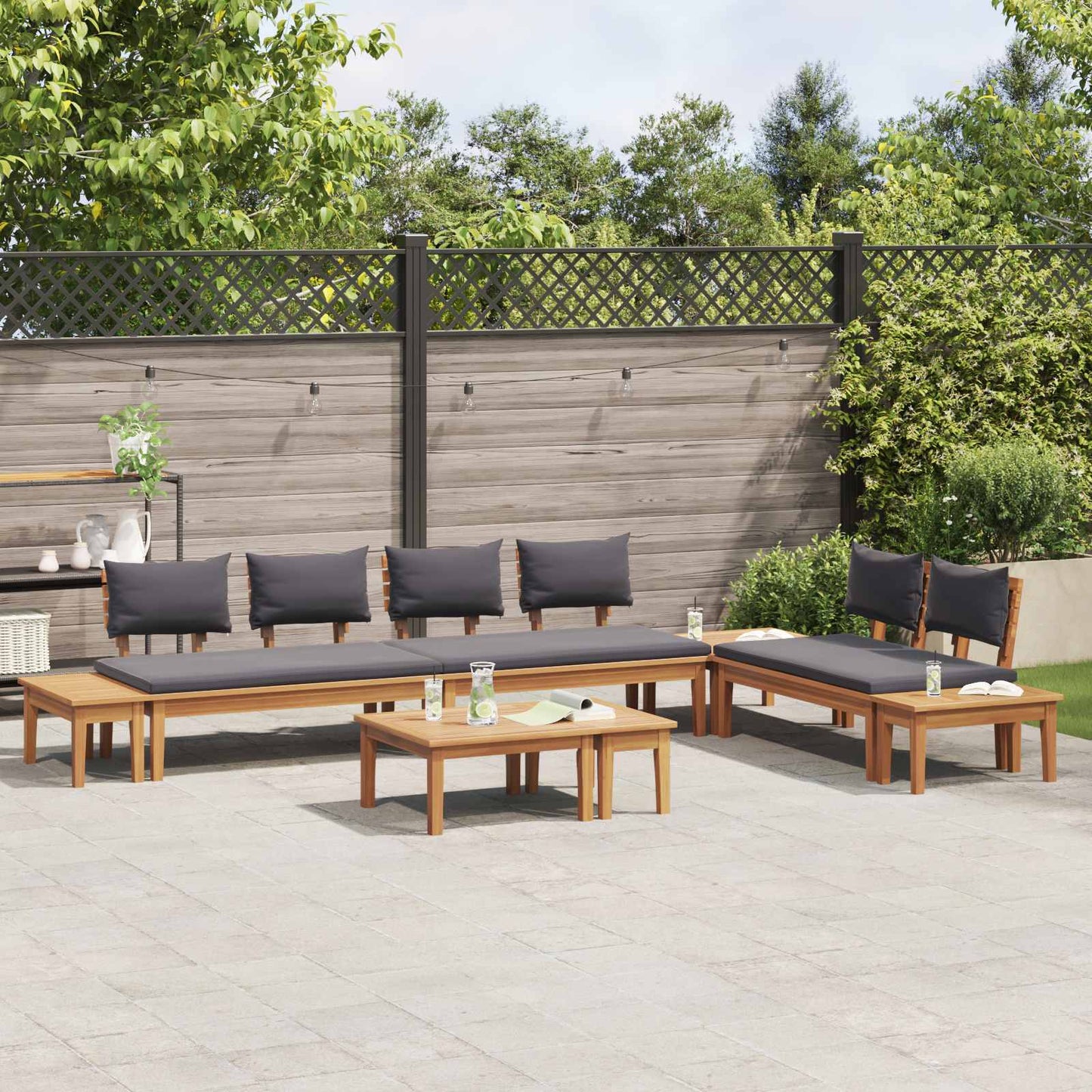Gartensofa-set 5 Stk. Braun und Grau