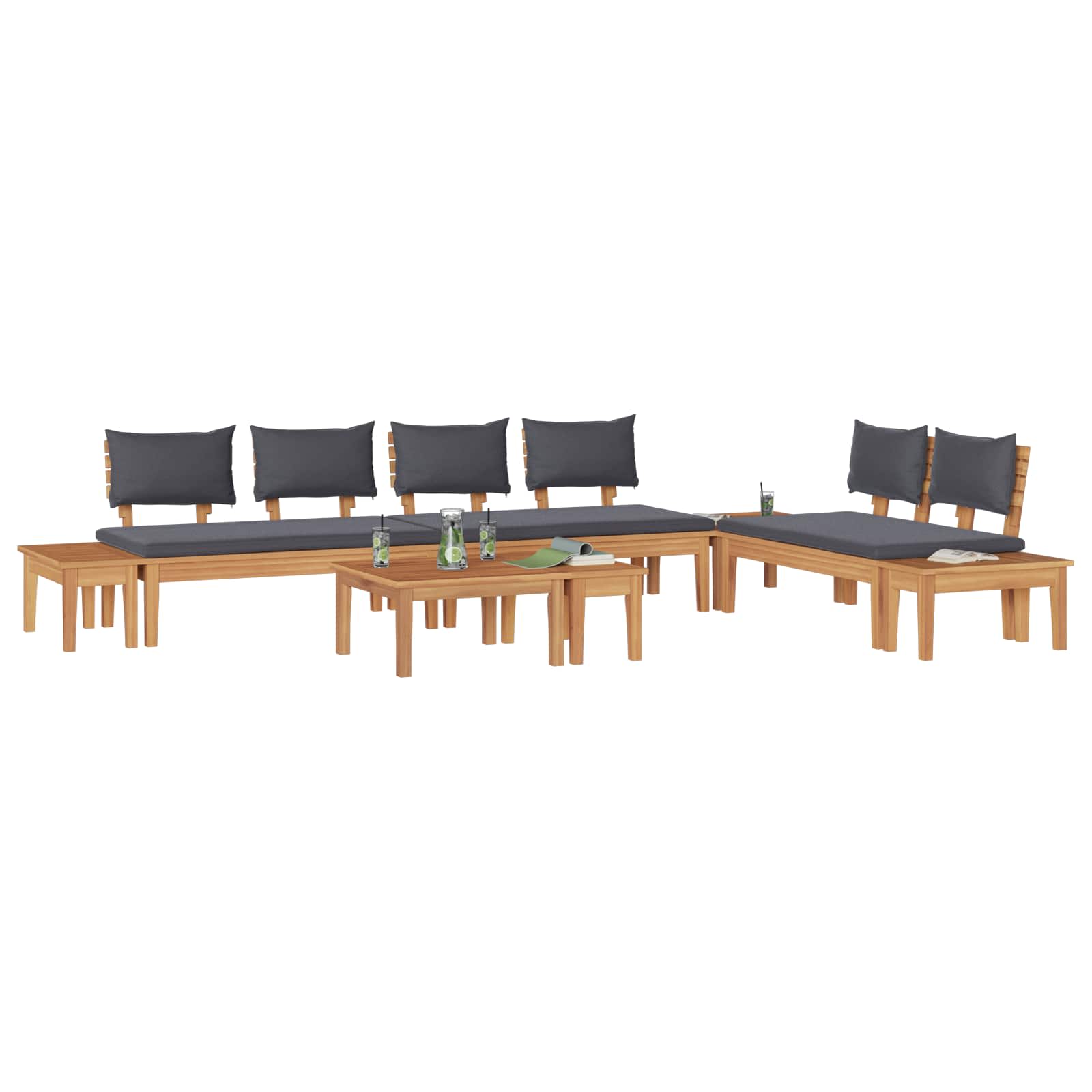 Gartensofa-set 5 Stk. Braun und Grau