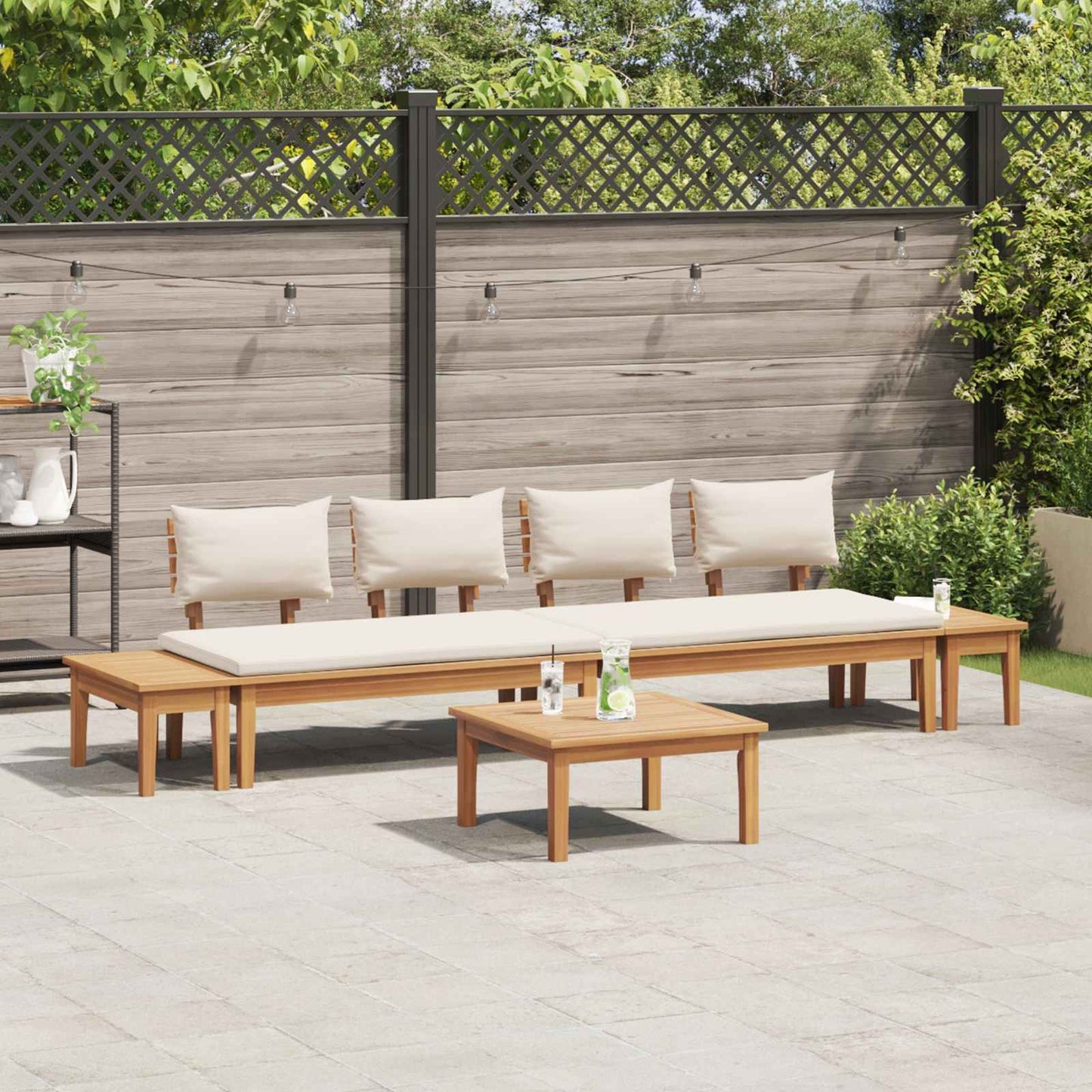 Gartensofa-set 5 Stk. Braun und Creme