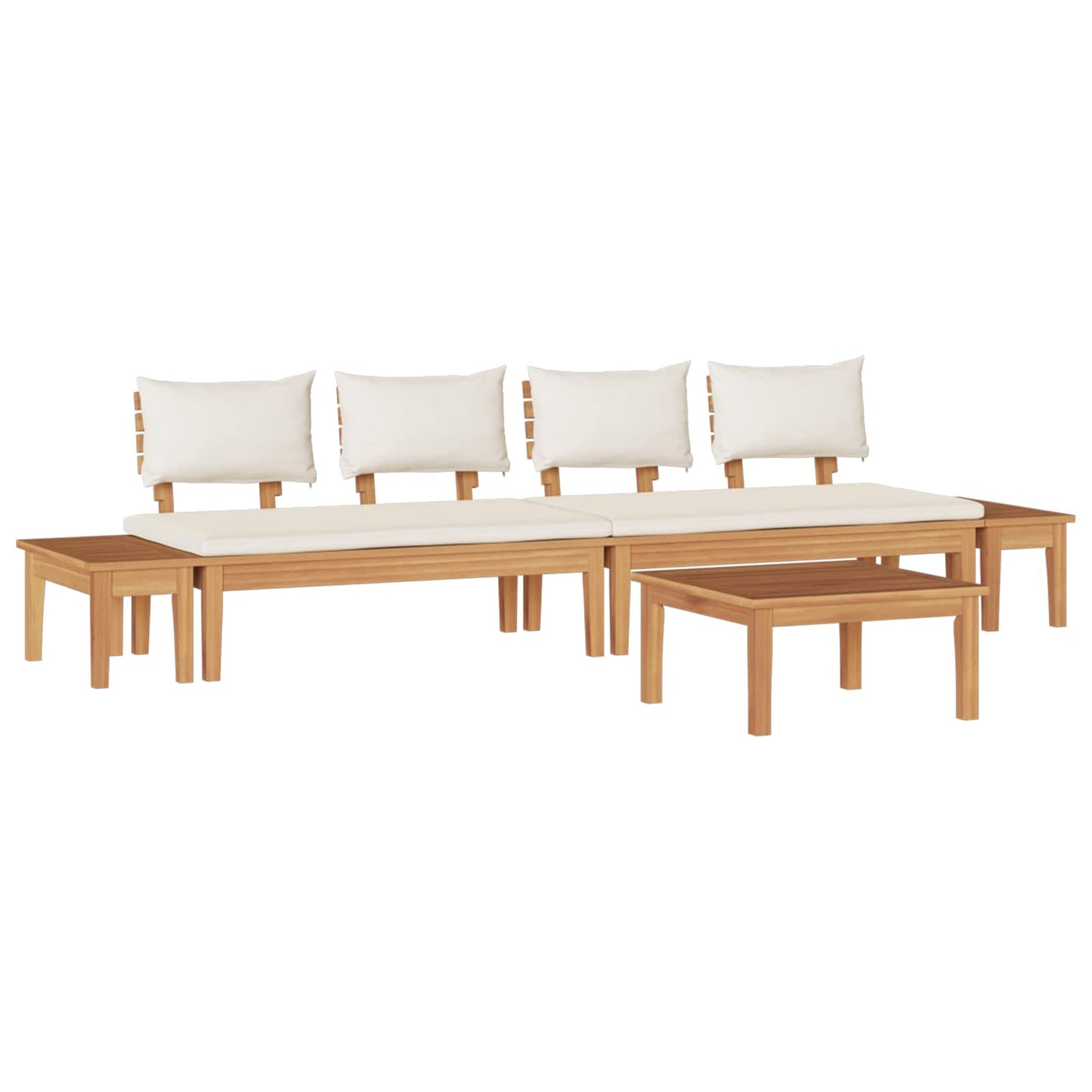 Gartensofa-set 5 Stk. Braun und Creme