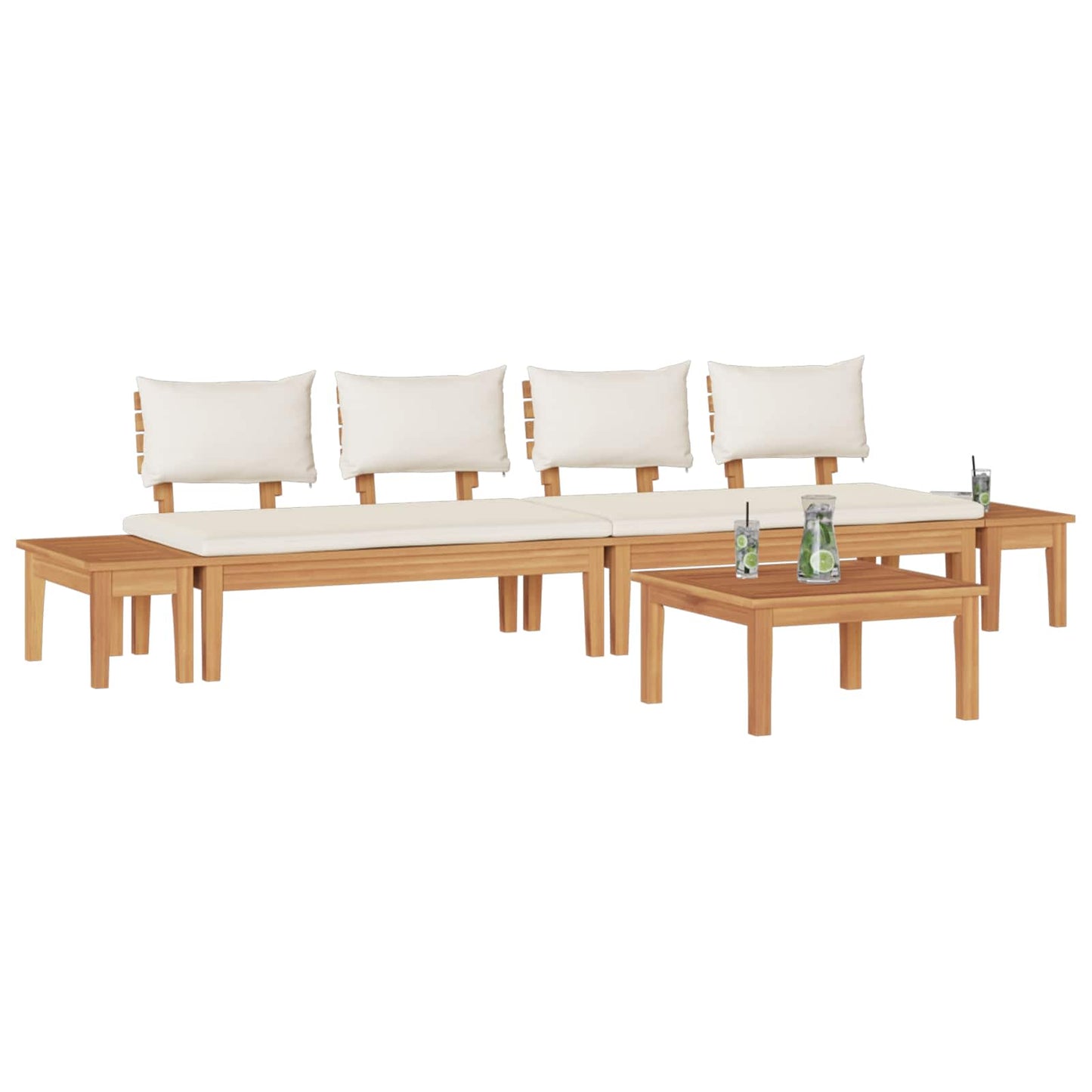Gartensofa-set 5 Stk. Braun und Creme