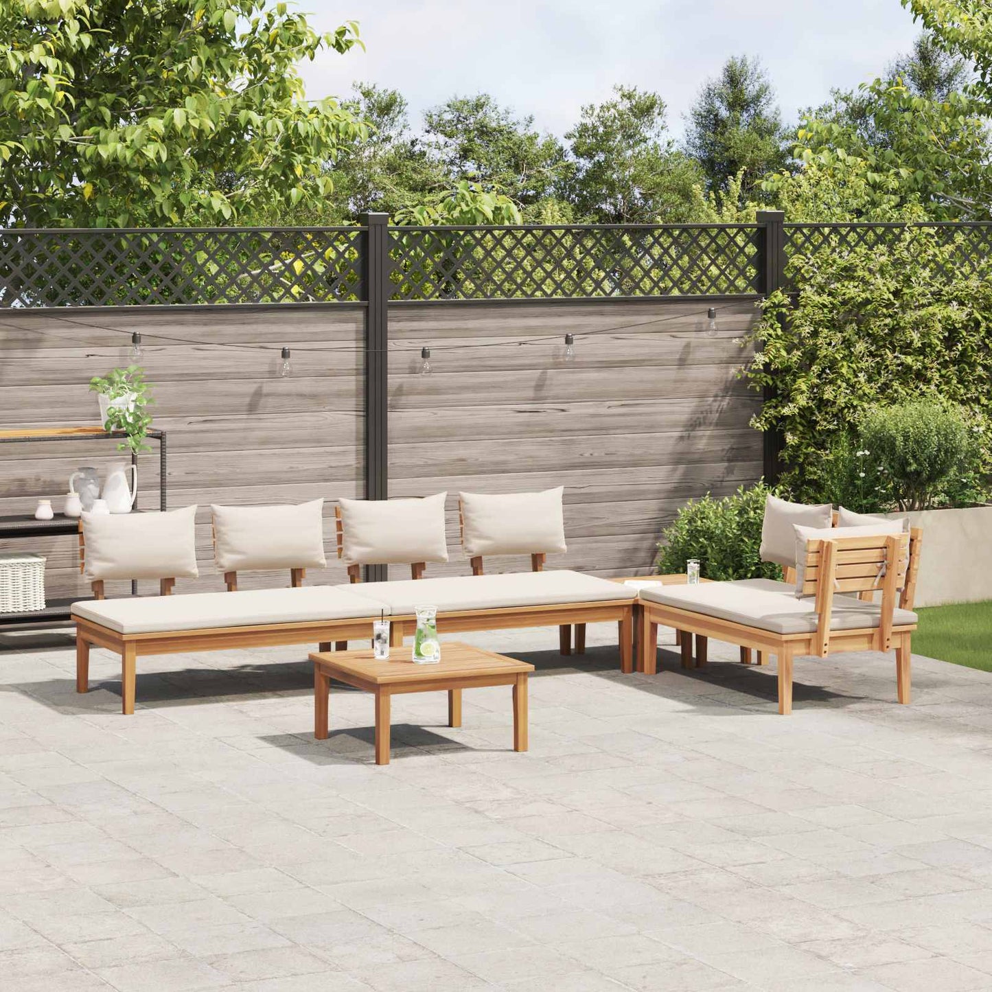 Gartensofa-set 5 stk. Braun und Creme