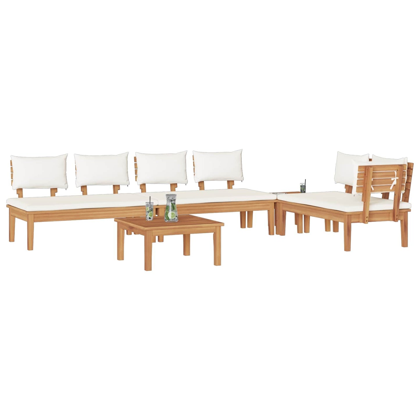 Gartensofa-set 5 stk. Braun und Creme