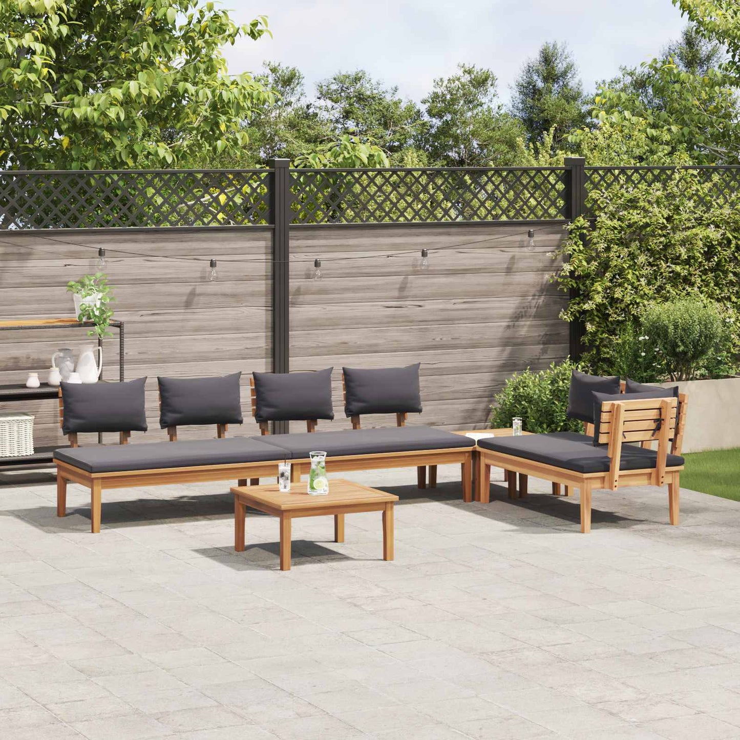 Gartensofa-set 5 stk. Braun und Grau