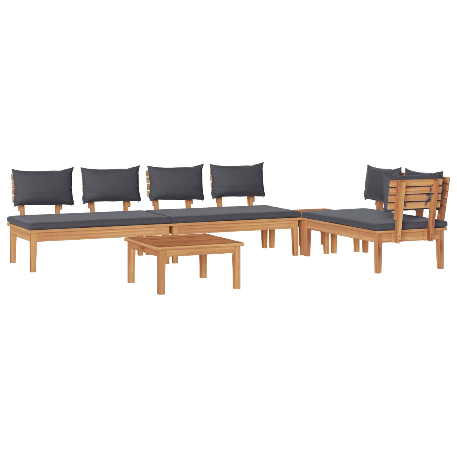 Gartensofa-set 5 stk. Braun und Grau