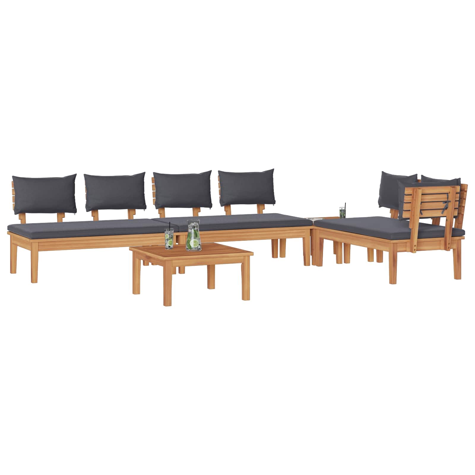 Gartensofa-set 5 stk. Braun und Grau