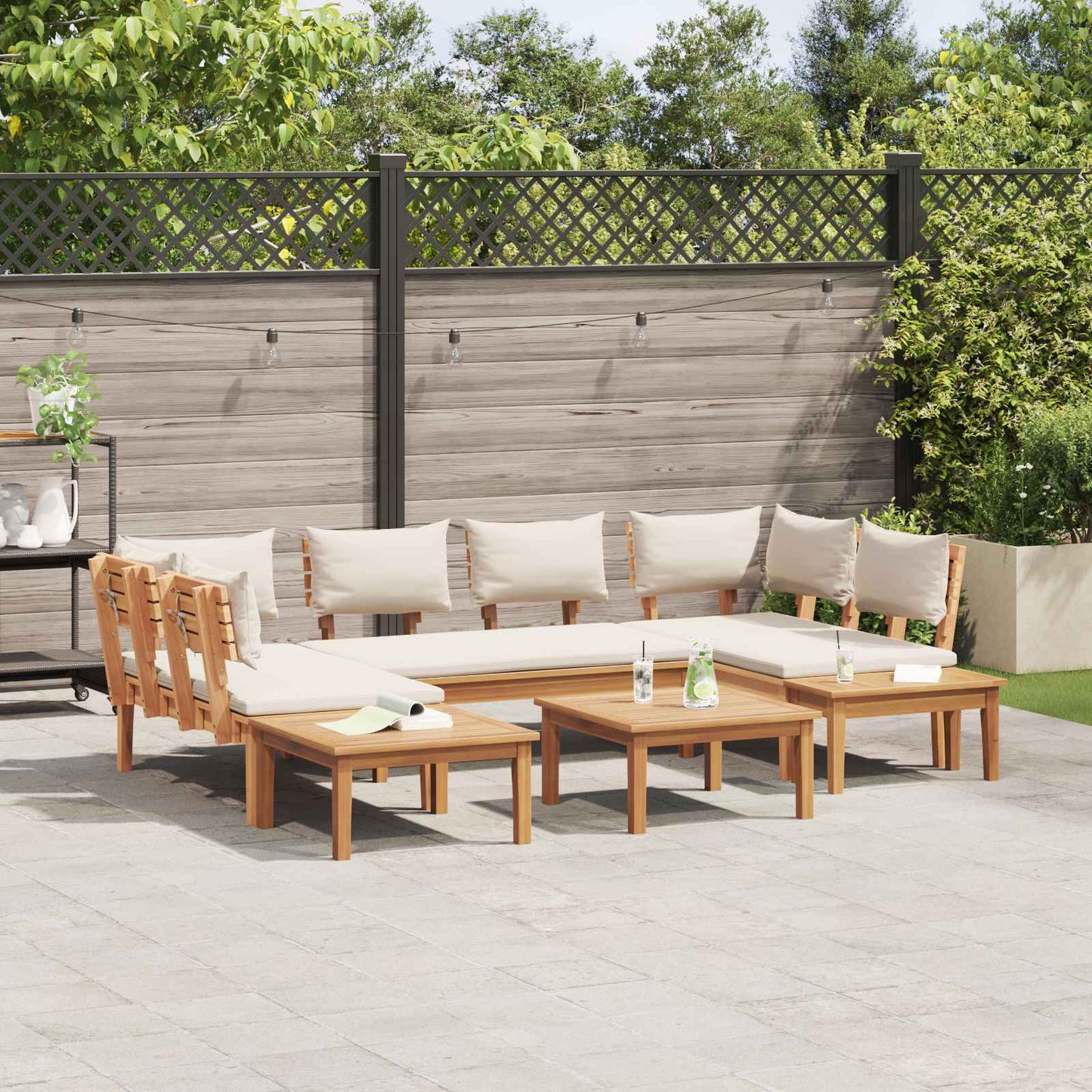 Gartensofa-set 4 pcs Braun und Creme