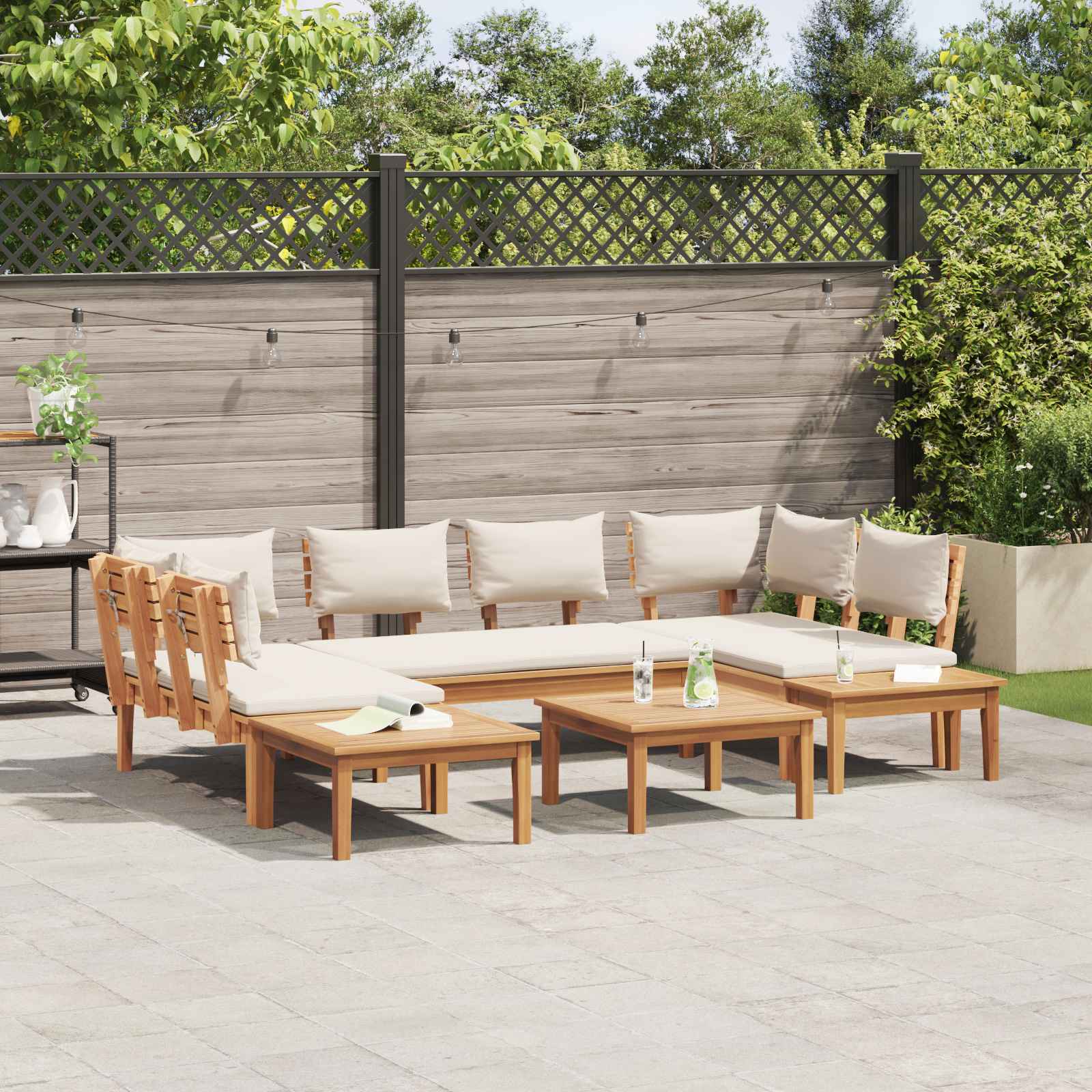 Gartensofa-set 4 Stk. Braun und Creme