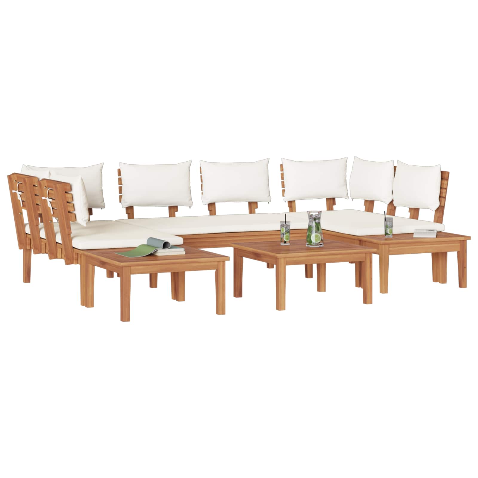 Gartensofa-set 4 Stk. Braun und Creme