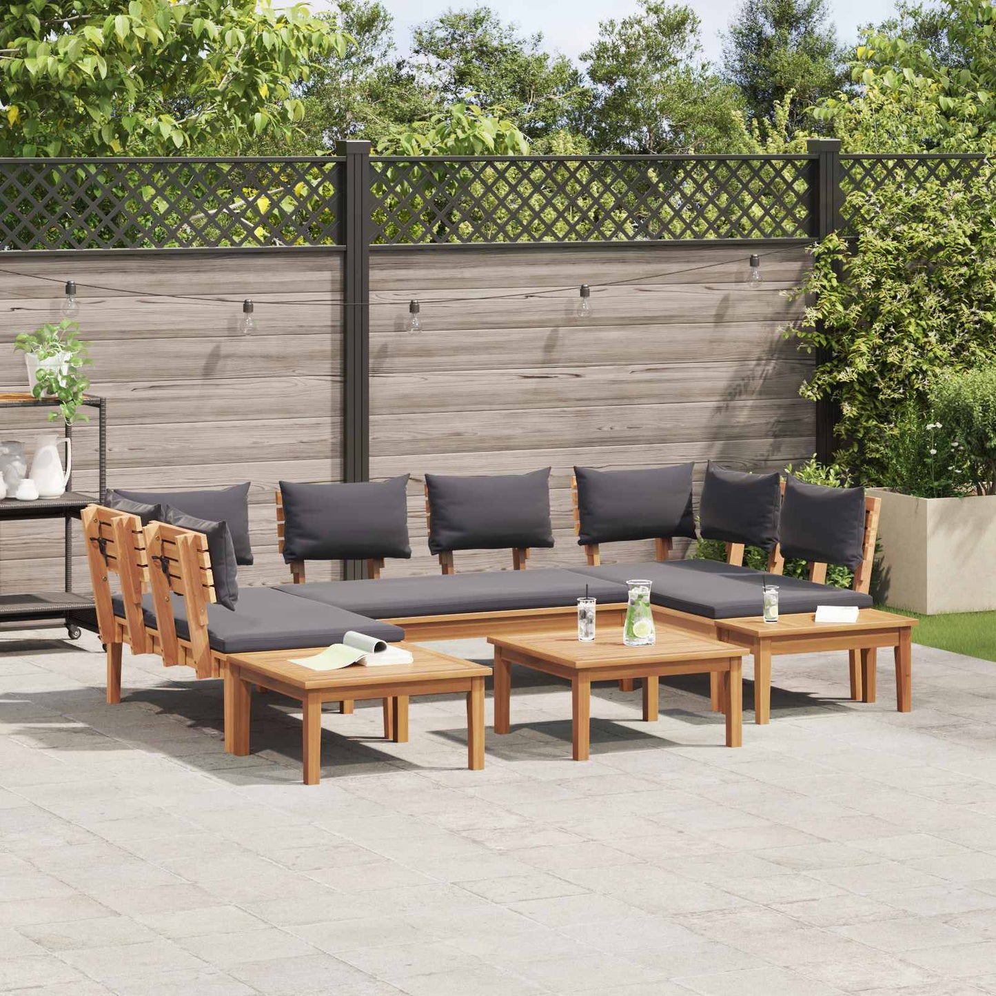 Gartensofa-set 4 Stk. Braun und Grau
