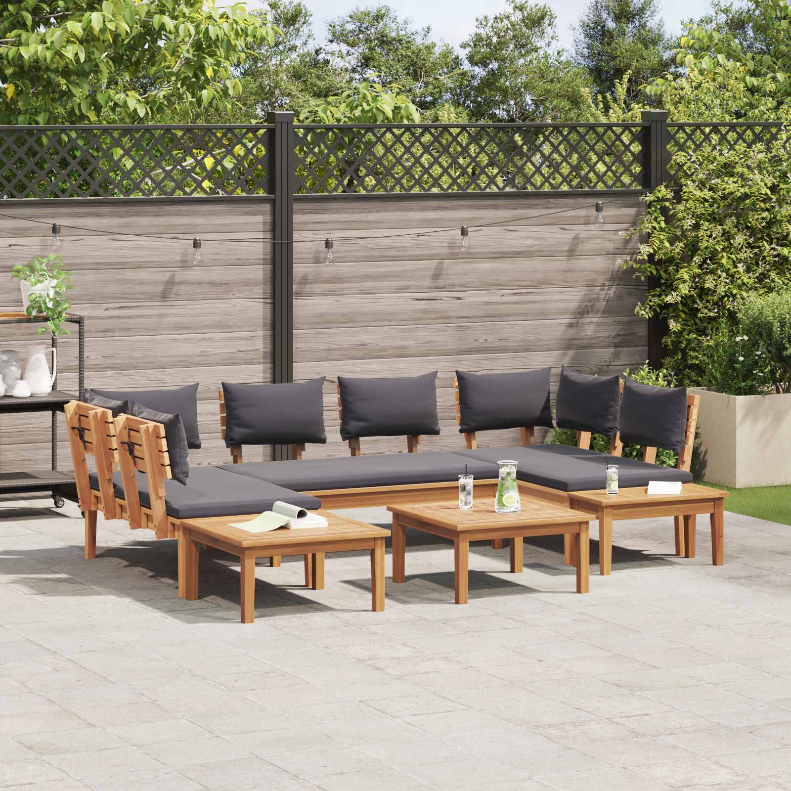 Gartensofa-set 4 Stk. Braun und Grau