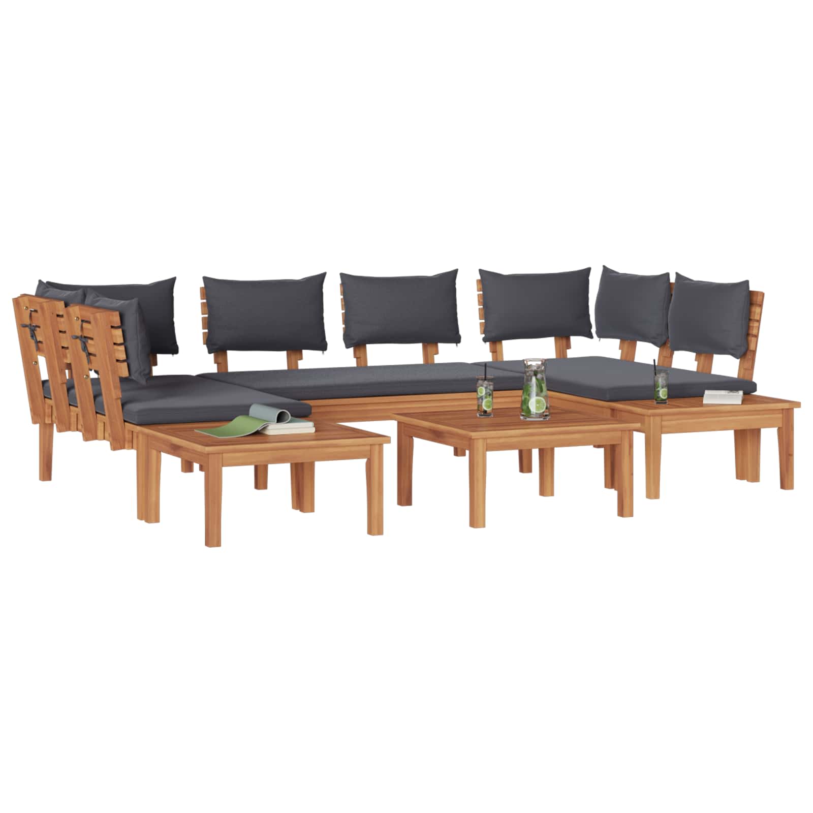 Gartensofa-set 4 Stk. Braun und Grau