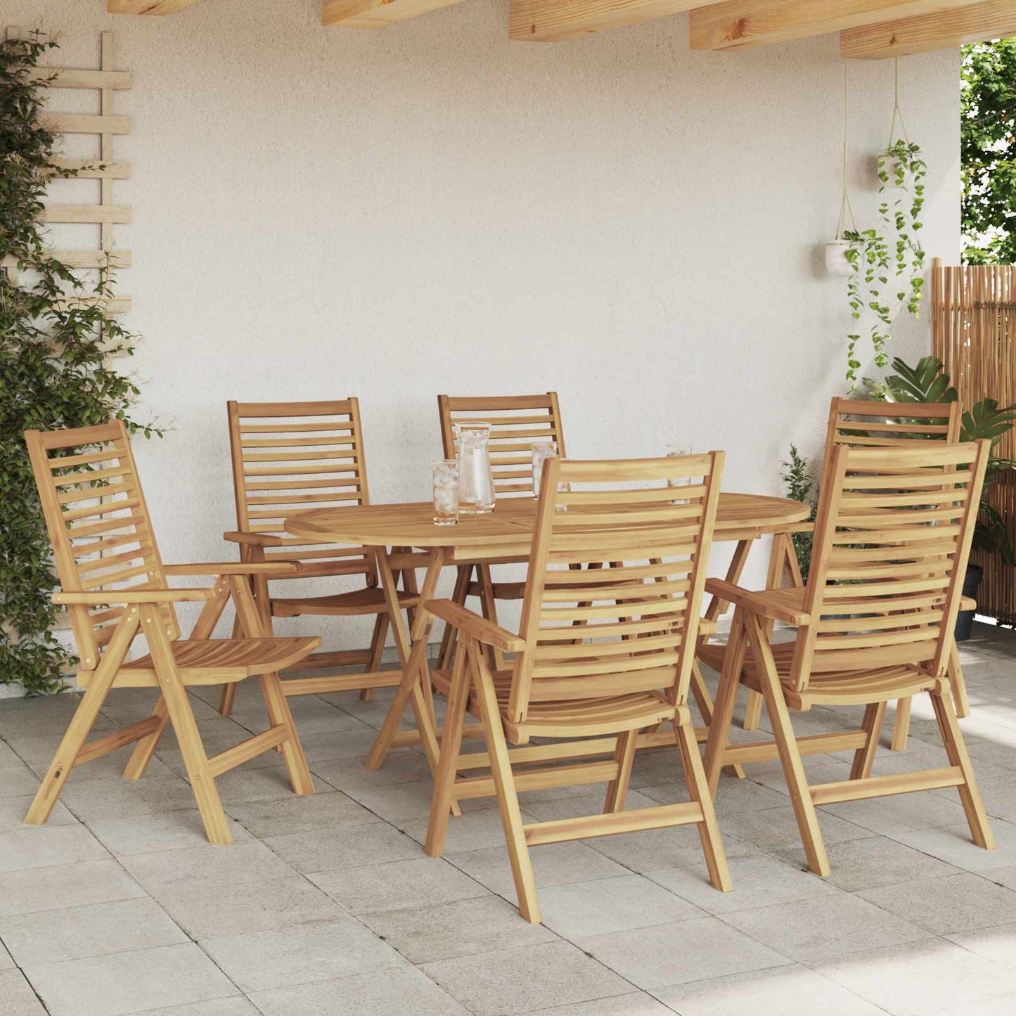 Garten Essgruppe 7 pcs Braun Massivholz Teak