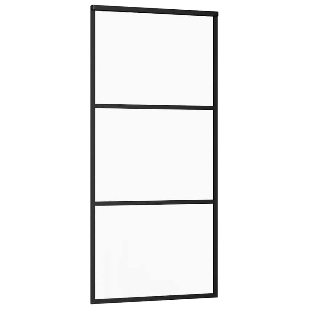 Schiebetür mit Beschlag Schwarz 90x205 cm ESG-Glas