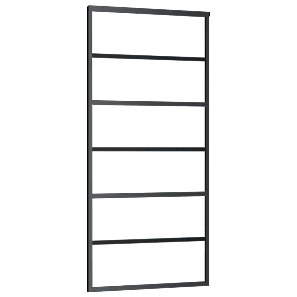 Schiebetür mit Beschlag Schwarz 90x205 cm ESG-Glas