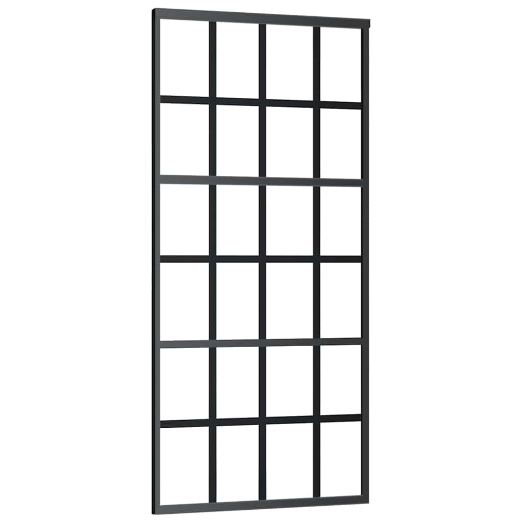 Schiebetür mit Beschlag Schwarz 90x205 cm ESG-Glas