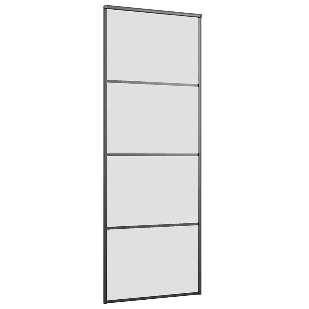 Schiebetür mit Beschlag Schwarz 76x205 cm ESG-Glas