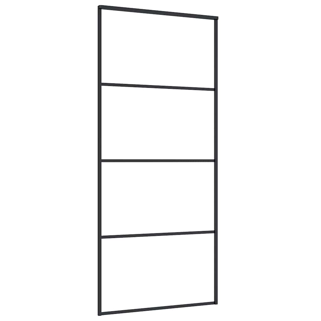 Schiebetür mit Beschlag Schwarz 90x205 cm ESG-Glas