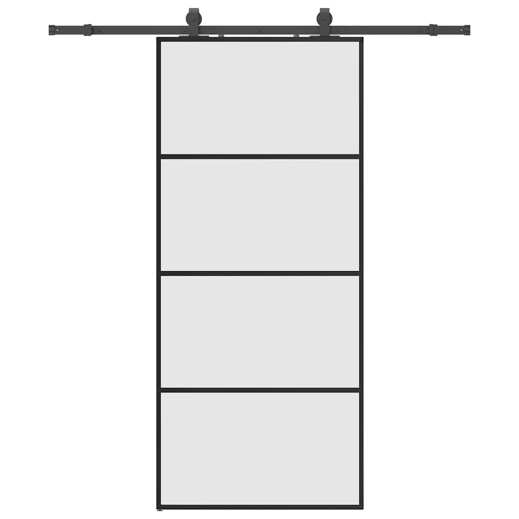 Schiebetür mit Beschlag Schwarz 90x205 cm ESG-Glas