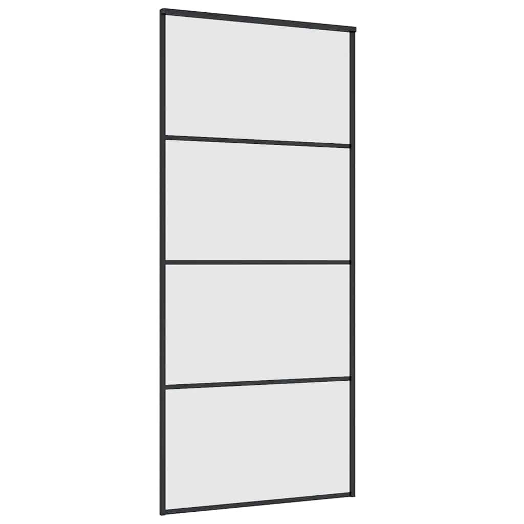 Schiebetür mit Beschlag Schwarz 90x205 cm ESG-Glas