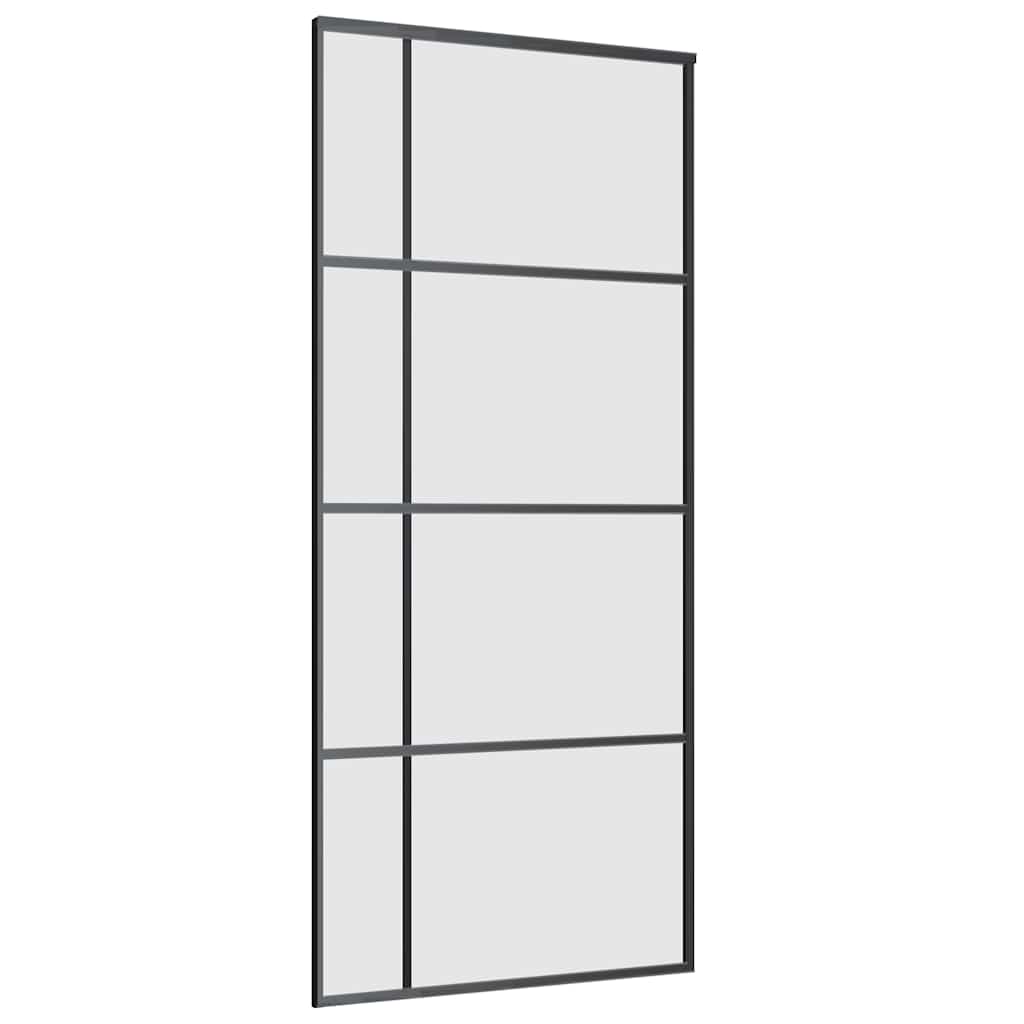Schiebetür mit Beschlag Schwarz 90x205 cm ESG-Glas
