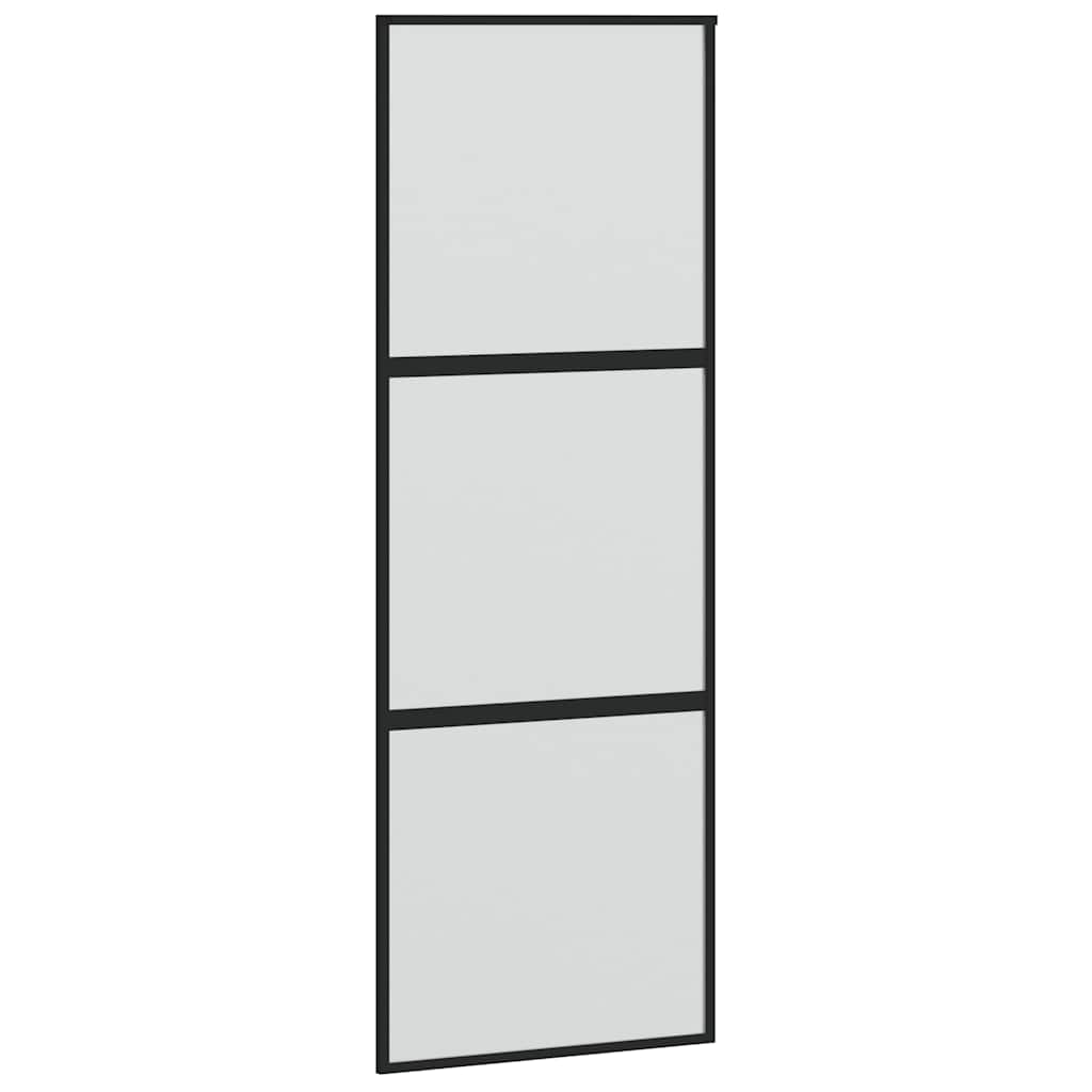 Schiebetür mit Beschlag Schwarz 90x205 cm Hartglas