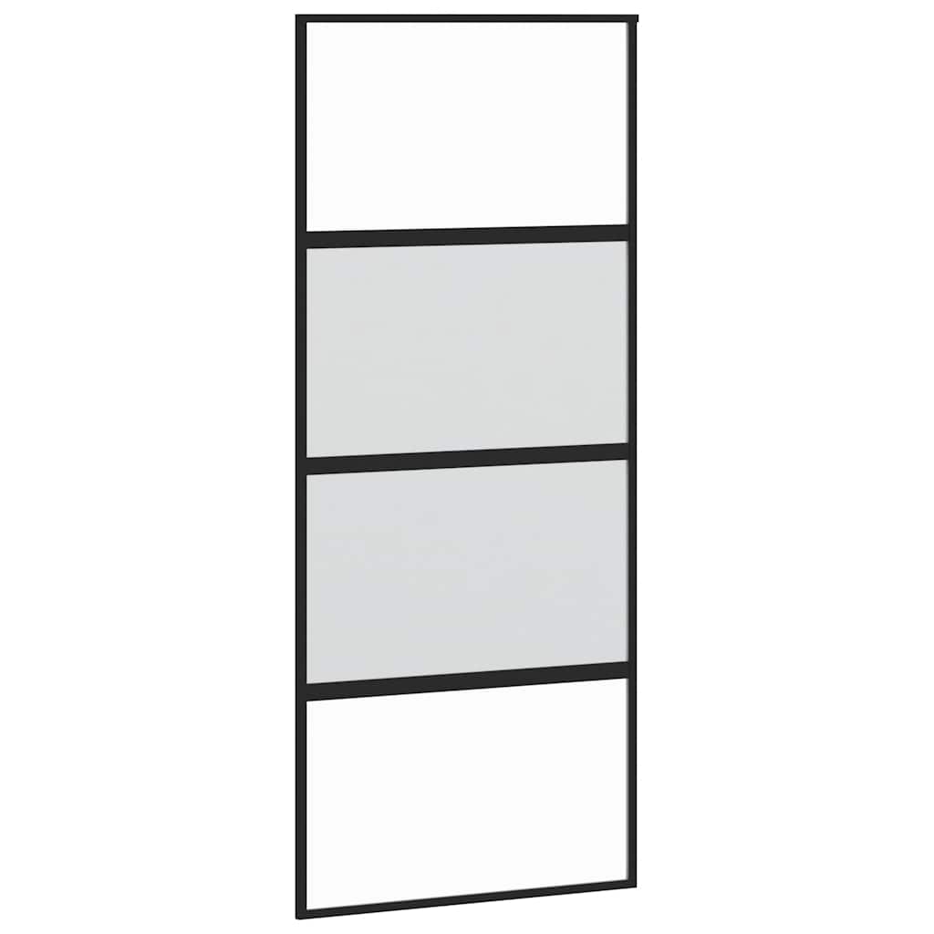Schiebetür mit Beschlag Schwarz 90x205 cm Hartglas