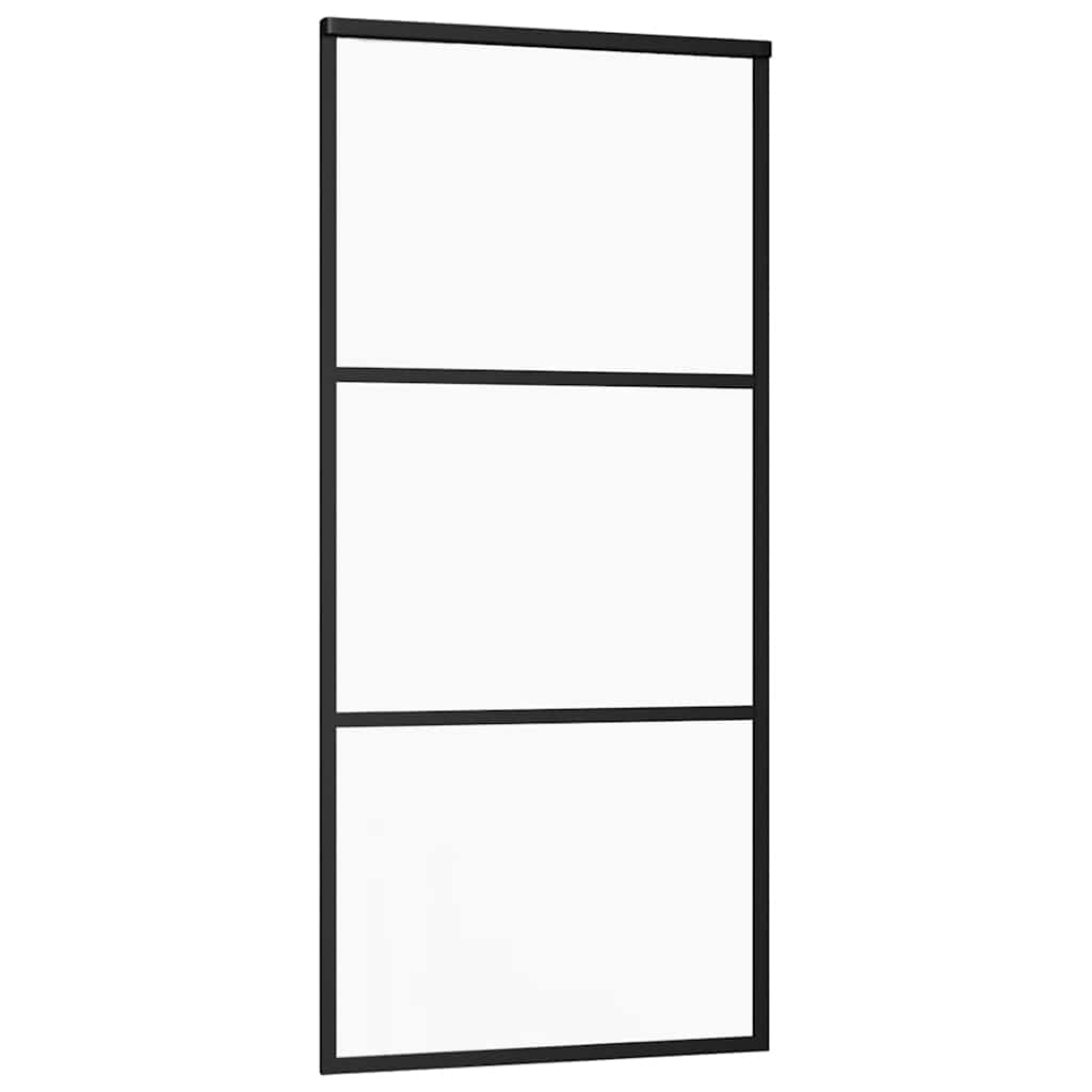 Schiebetür mit Beschlag Schwarz 90x205 cm ESG-Glas
