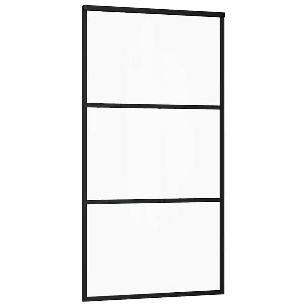 Schiebetür mit Beschlag Schwarz 102x205 cm ESG-Glas