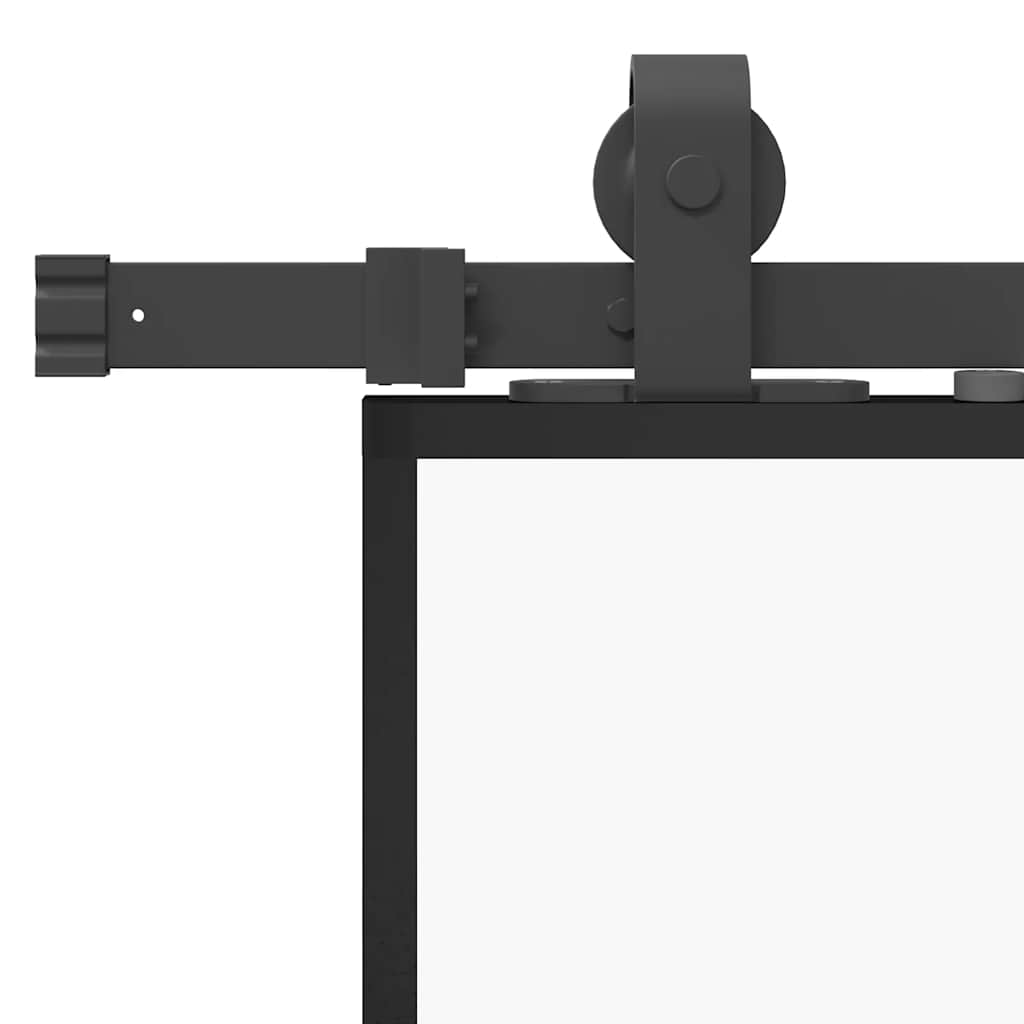 Schiebetür mit Beschlag Schwarz 90x205 cm ESG-Glas