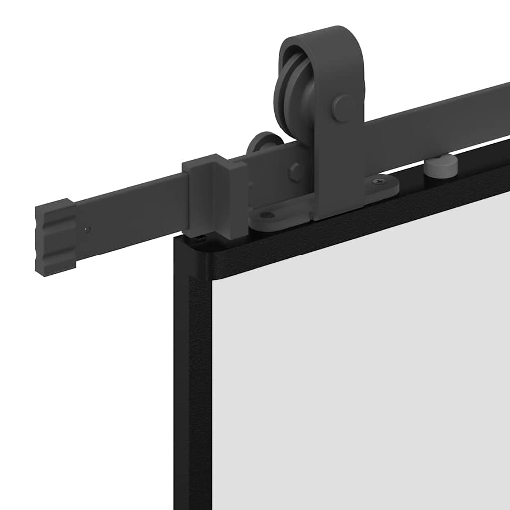 Schiebetür mit Beschlag Schwarz 76x205 cm ESG-Glas