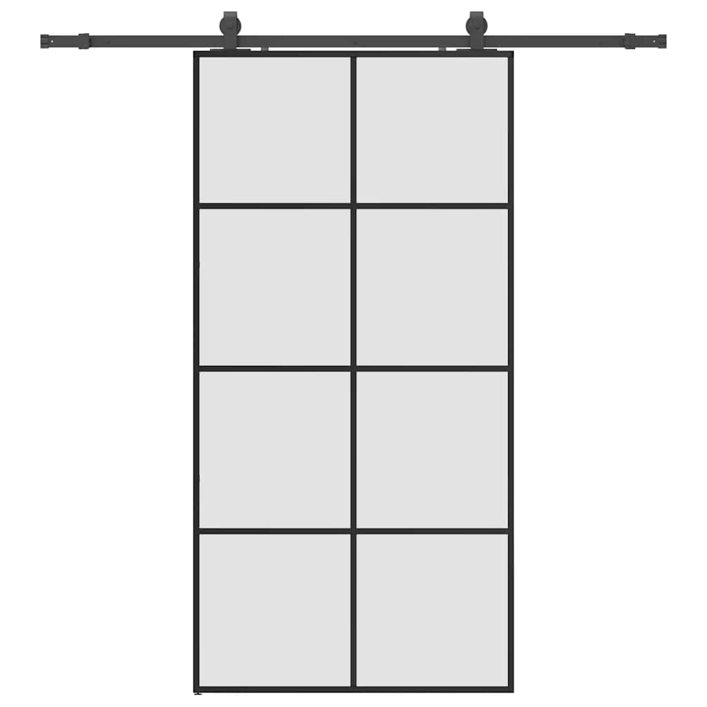 Schiebetür mit Beschlag Schwarz 102,5x205 cm ESG-Glas