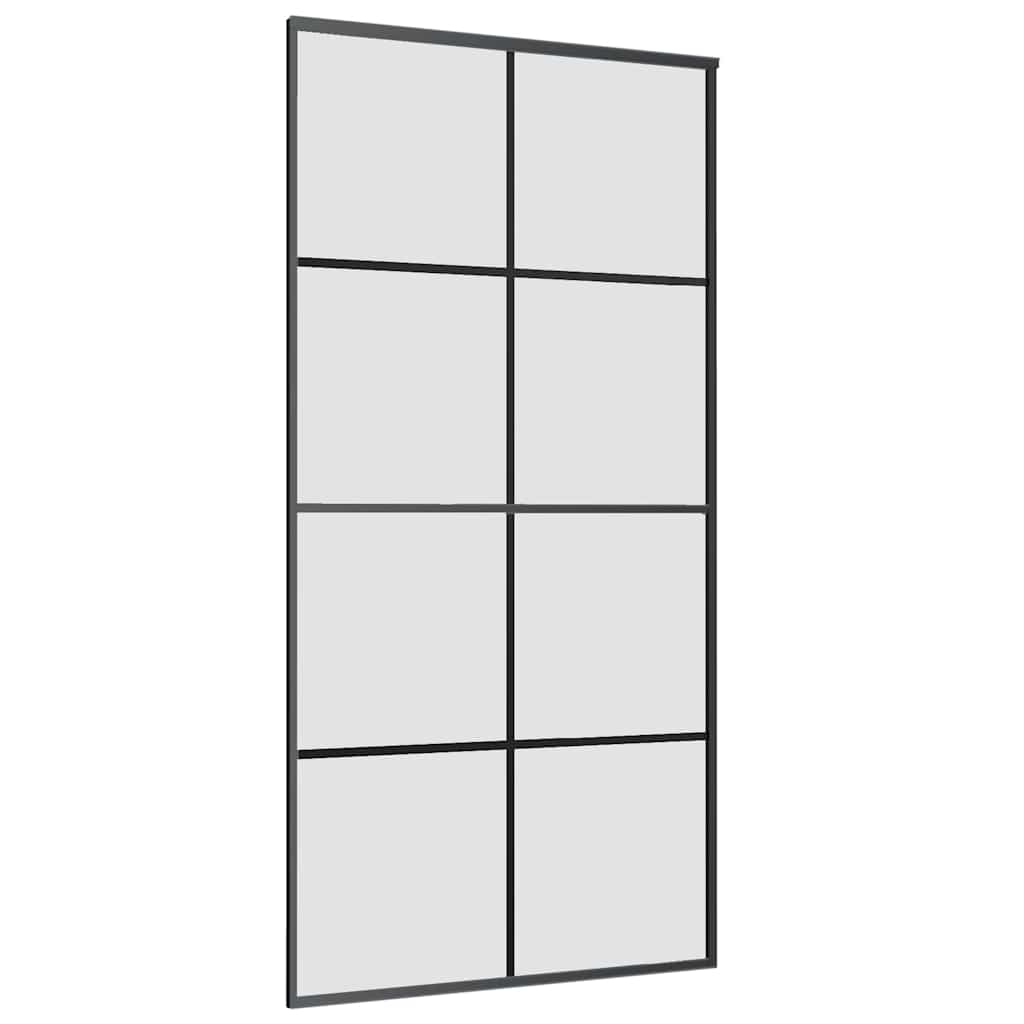 Schiebetür mit Beschlag Schwarz 102,5x205 cm ESG-Glas