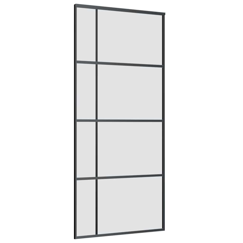 Schiebetür mit Beschlag Schwarz 90x205 cm ESG-Glas