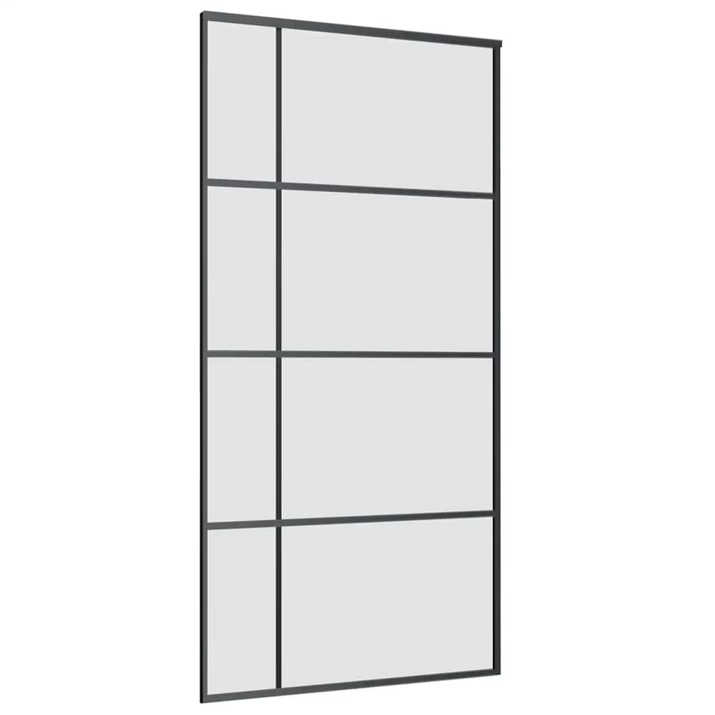 Schiebetür mit Beschlag Schwarz 102,5x205 cm ESG-Glas