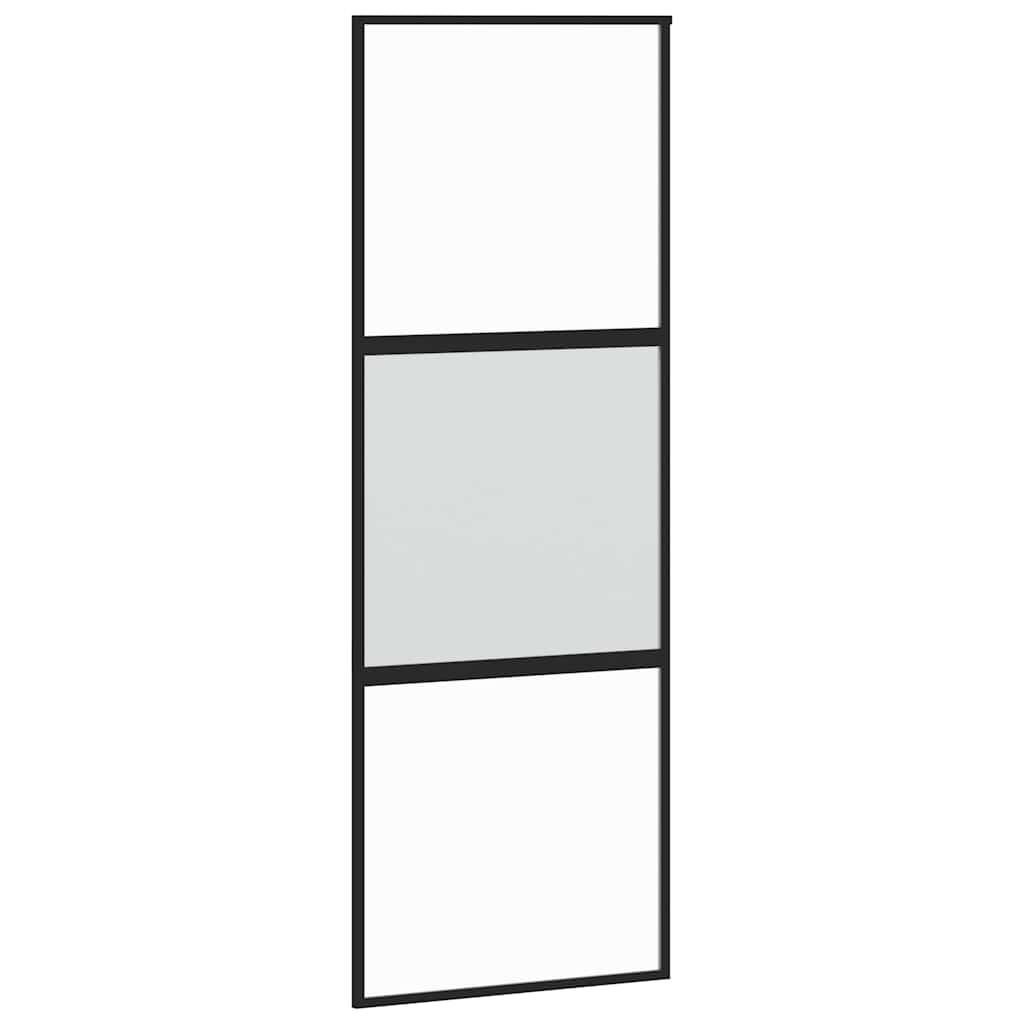 Schiebetür mit Beschlag Schwarz 76x205 cm Hartglas