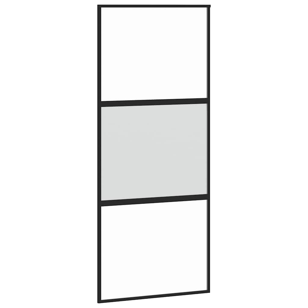 Schiebetür mit Beschlag Schwarz 90x205 cm Hartglas