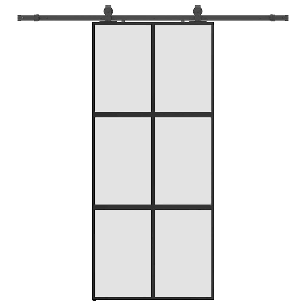 Schiebetür mit Beschlag Schwarz 90x205 cm Hartglas