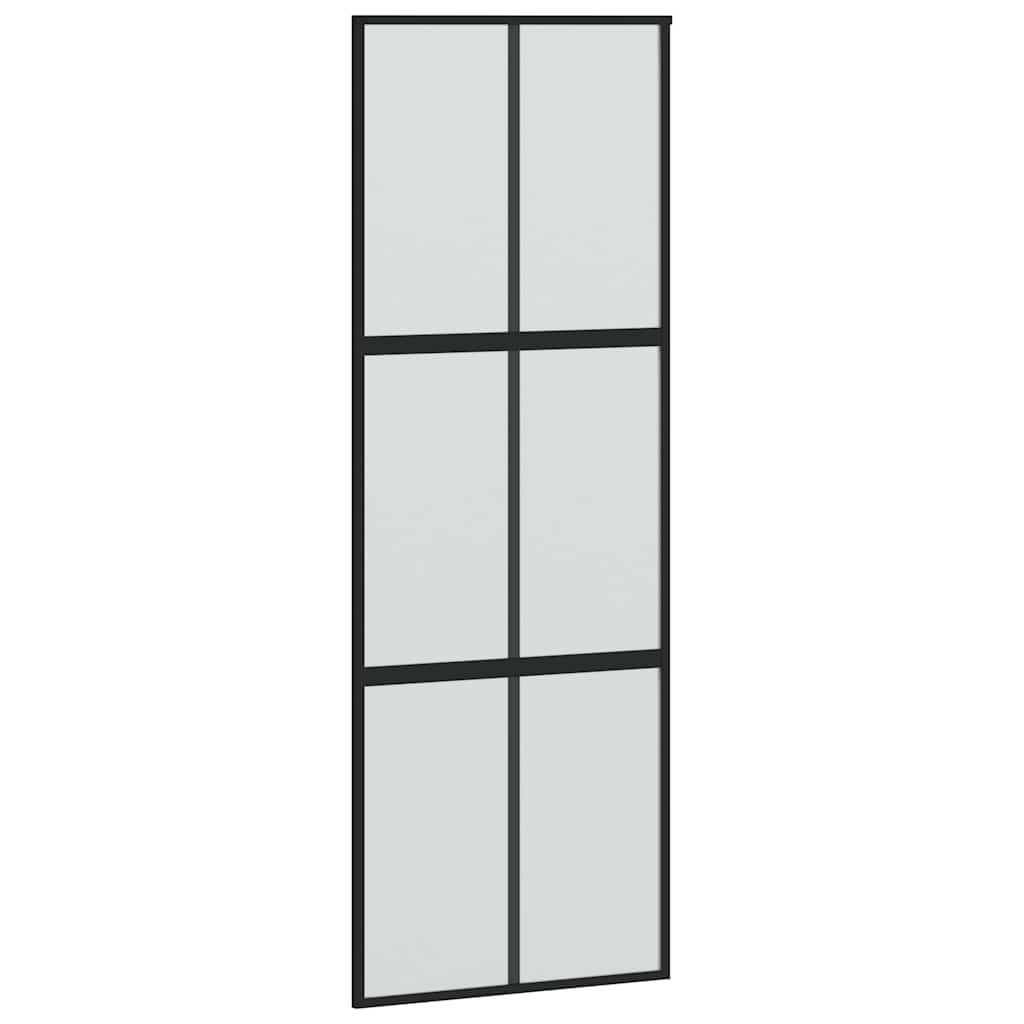 Schiebetür mit Beschlag Schwarz 90x205 cm Hartglas