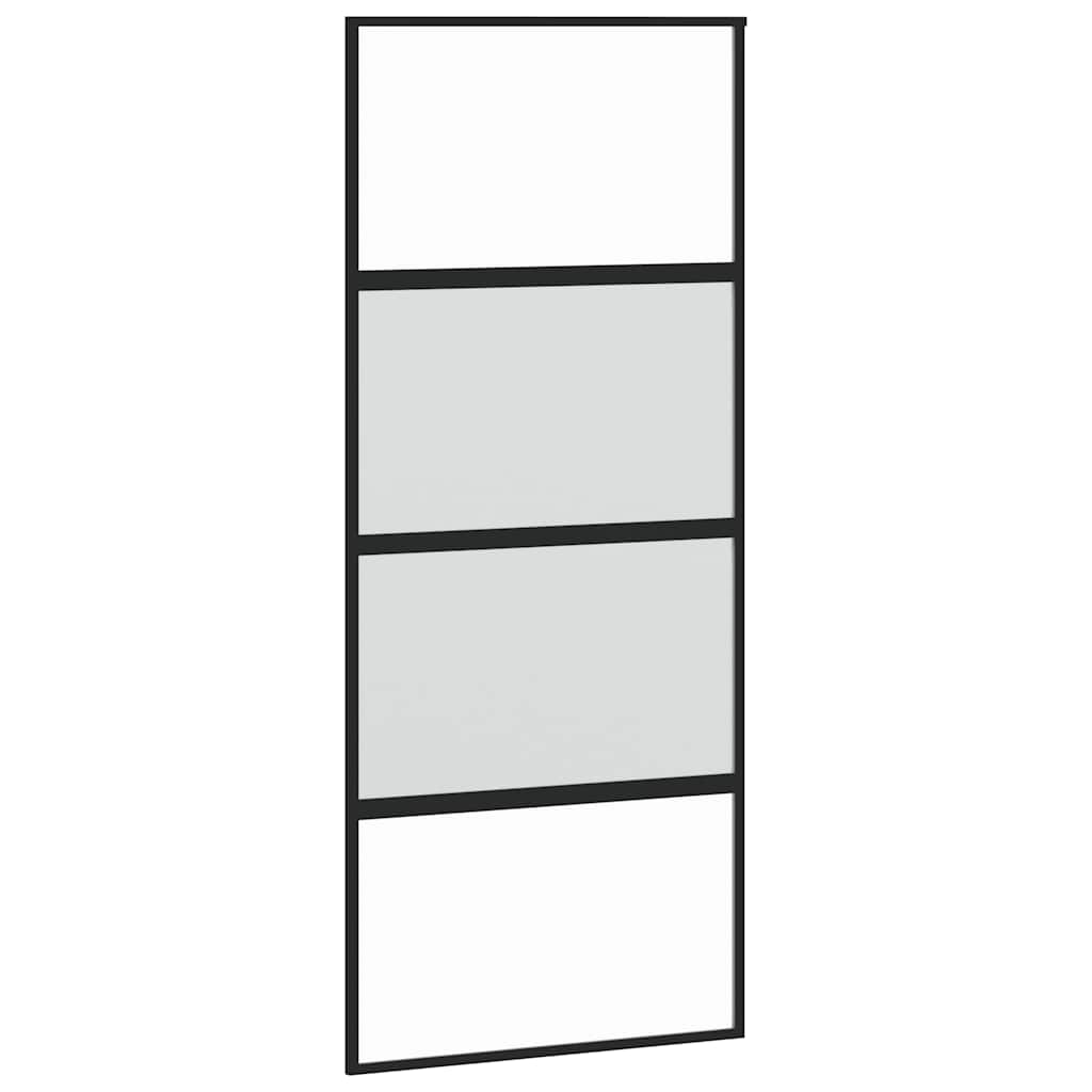 Schiebetür mit Beschlag Schwarz 90x205 cm Hartglas