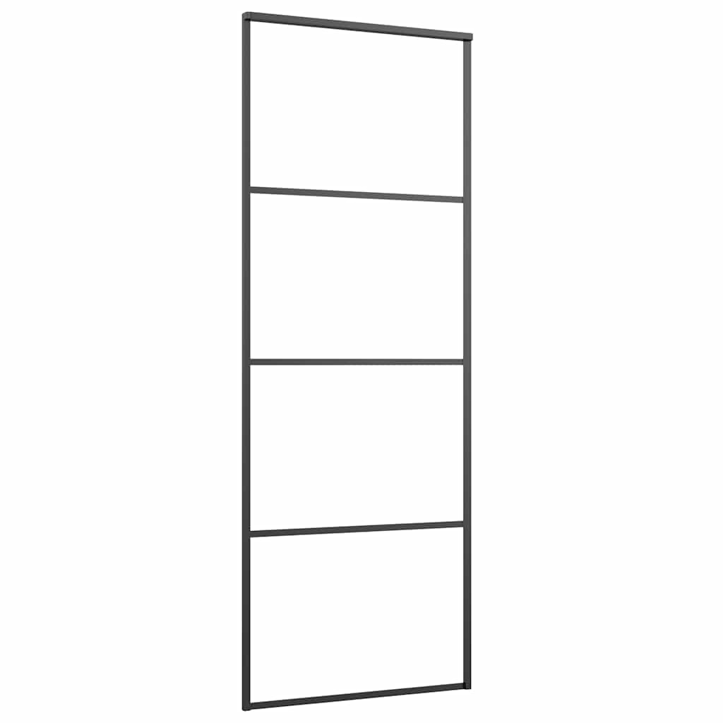 Schiebetür mit Beschlag Schwarz 76x205 cm ESG-Glas