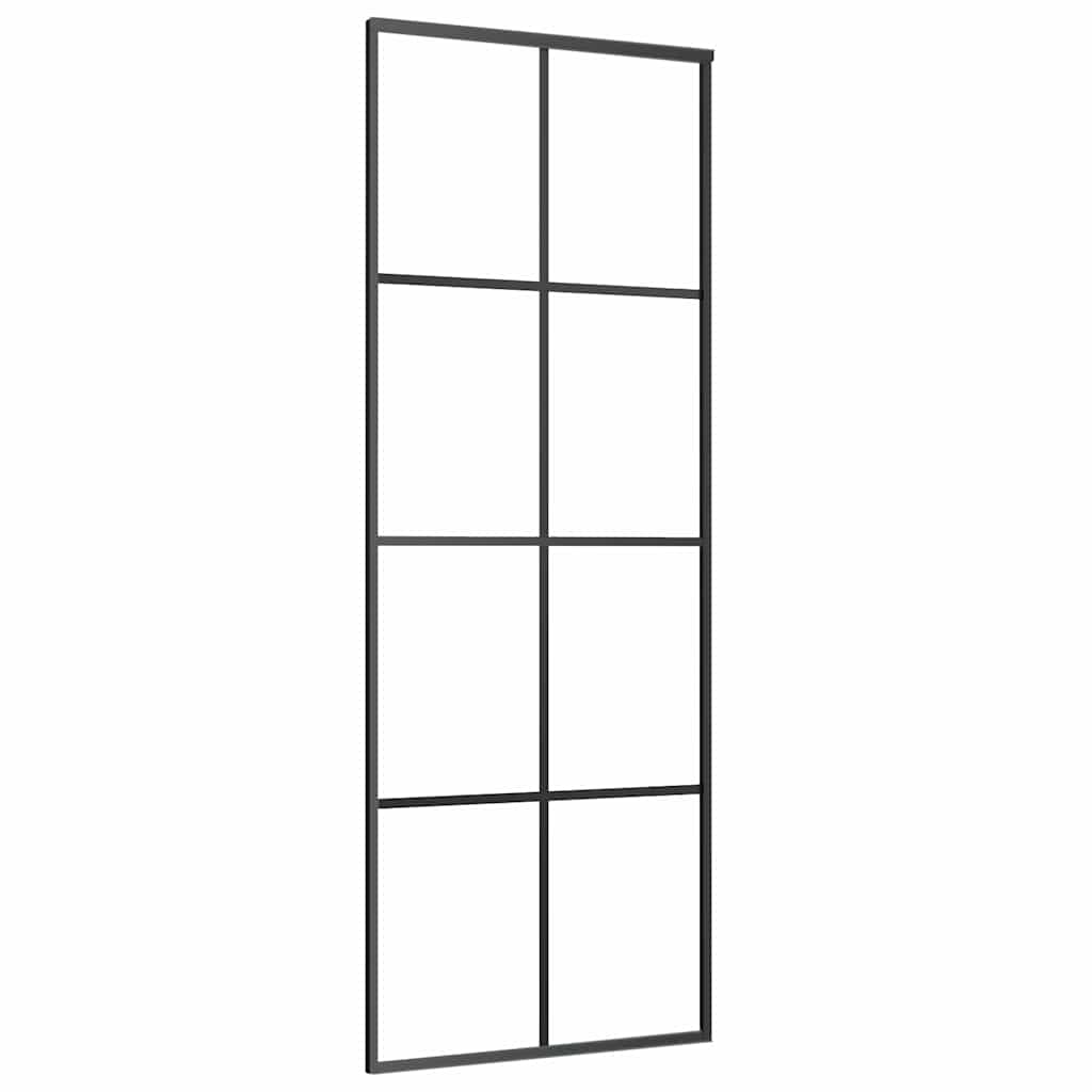 Schiebetür mit Beschlag Schwarz 76x205 cm ESG-Glas