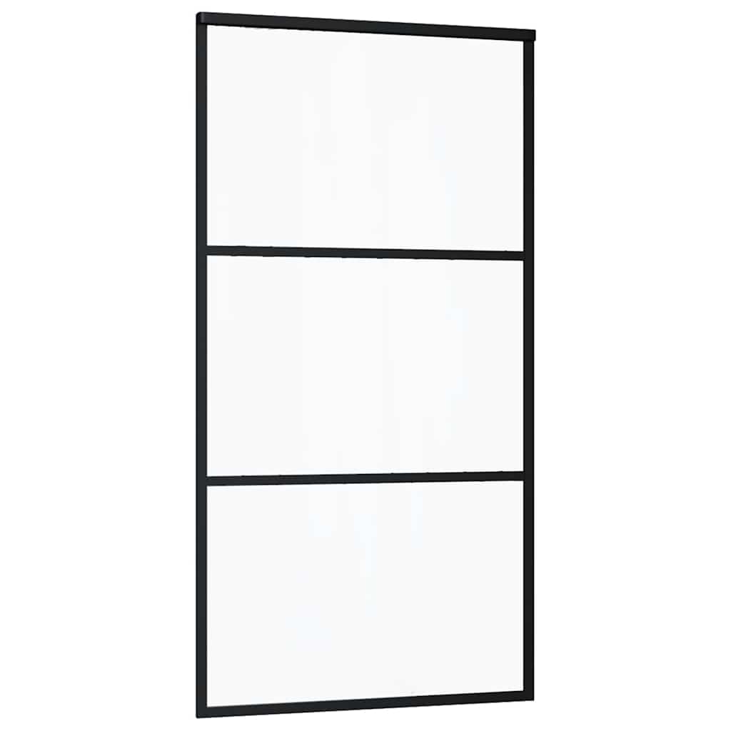 Schiebetür mit Beschlag Schwarz 102x205 cm ESG-Glas