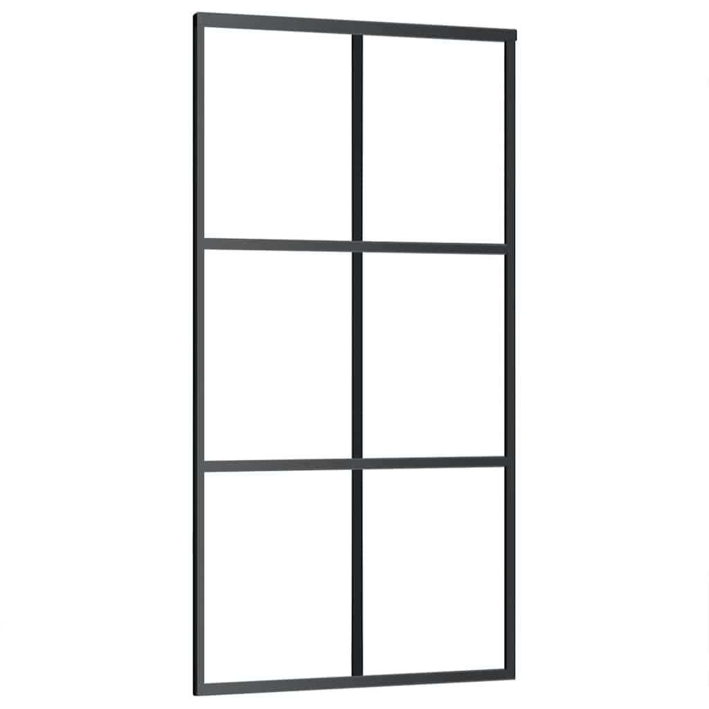 Schiebetür mit Beschlag Schwarz 102x205 cm ESG-Glas